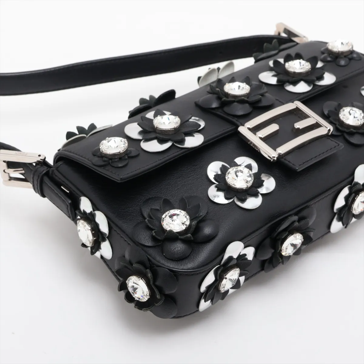 Mamma Bucket 8BR600 Leather x Jewel Shoulder Bag, Black — view 4