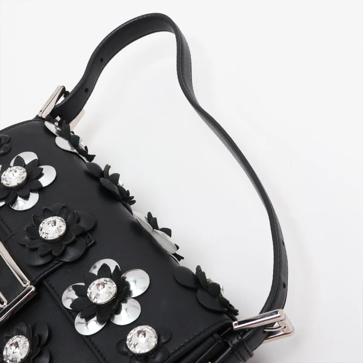 Mamma Bucket 8BR600 Leather x Jewel Shoulder Bag, Black — view 5
