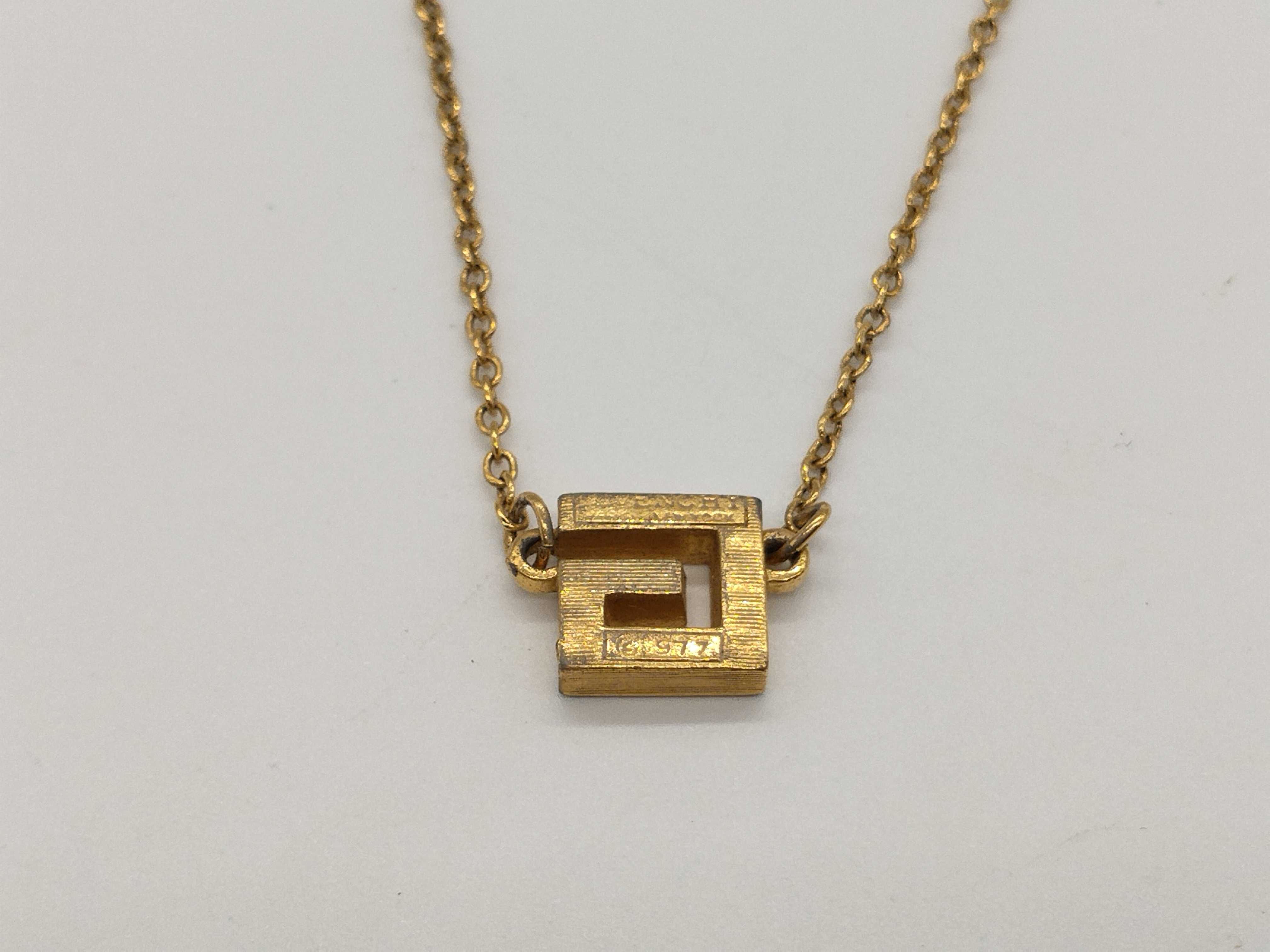 Vintage G Logo Rhinestone Gold Necklace — view 2
