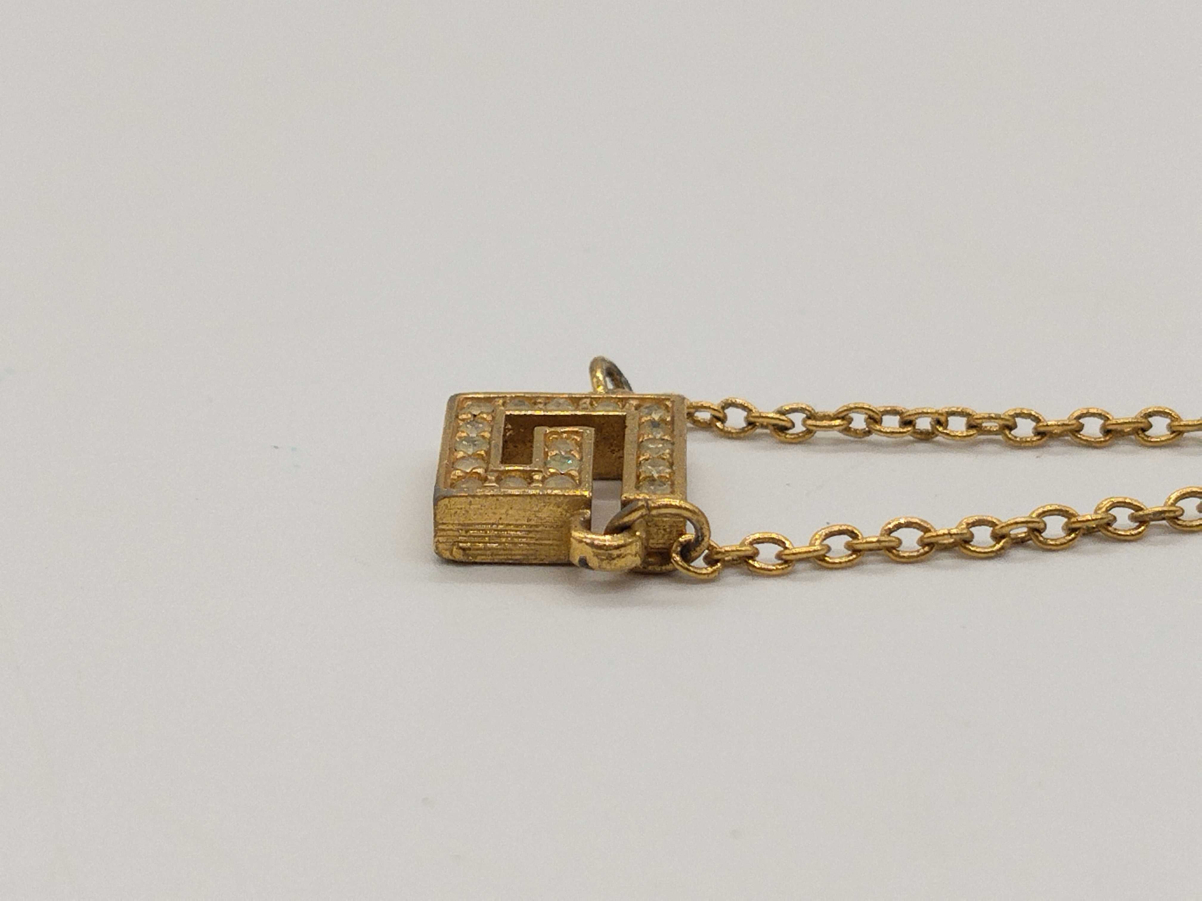 Vintage G Logo Rhinestone Gold Necklace — view 6
