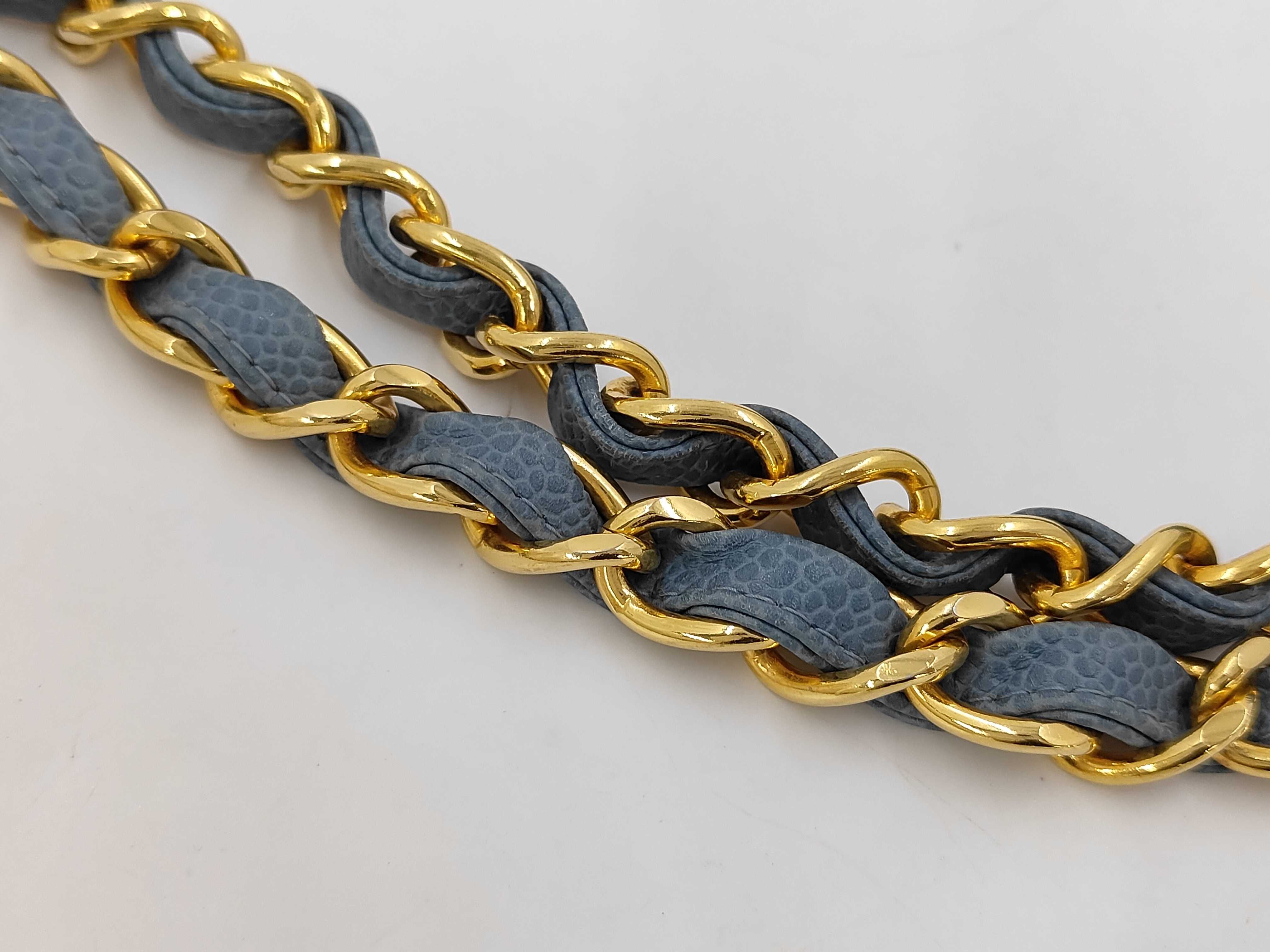 Bias Stitch Chain Flap Bag, Blue Caviar Leather, No. 3, G Card, Dust Bag, Shoulder Bag — view 6