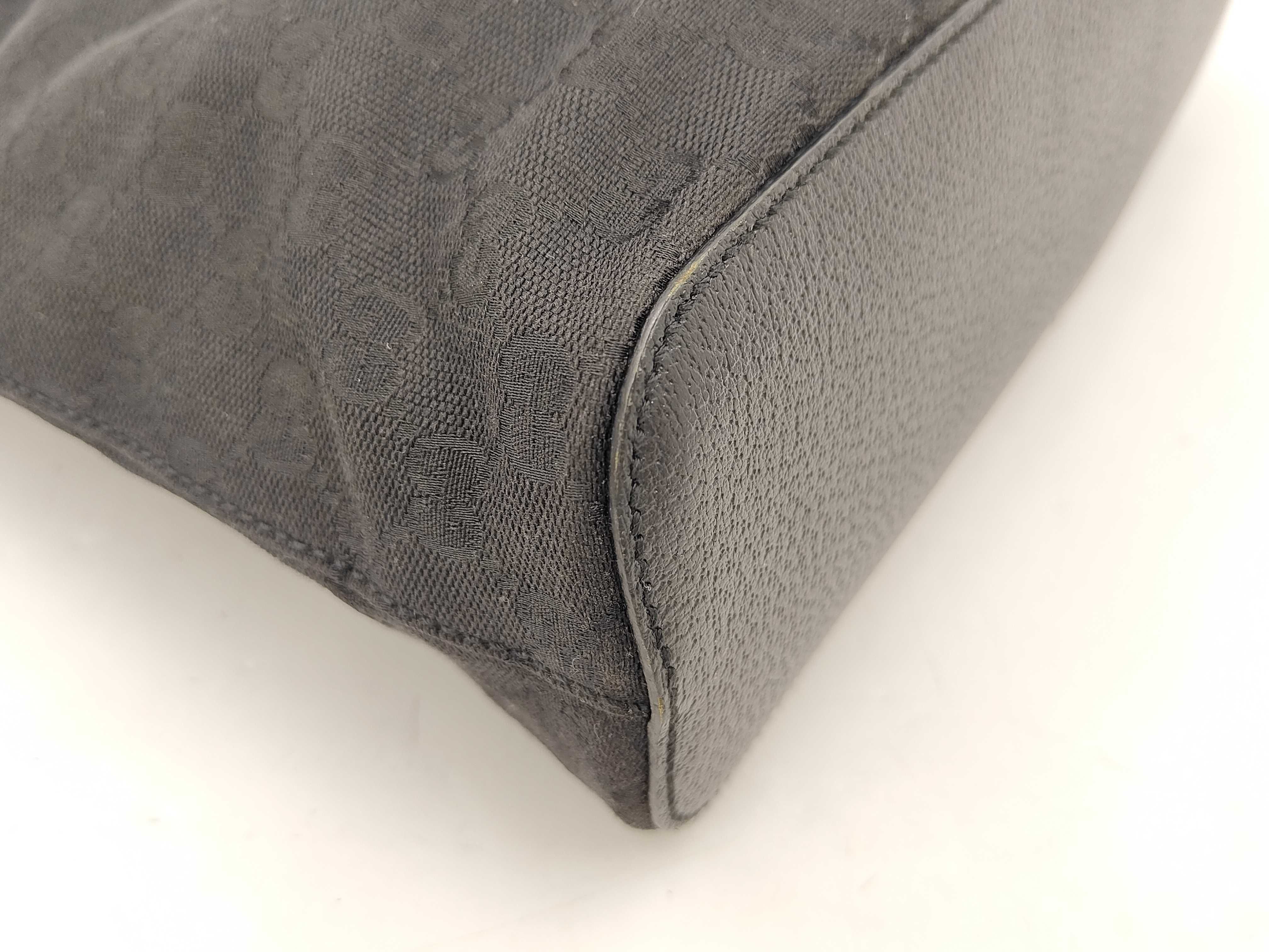 One-Shoulder GG Canvas Black Leather Shoulder Bag — view 5