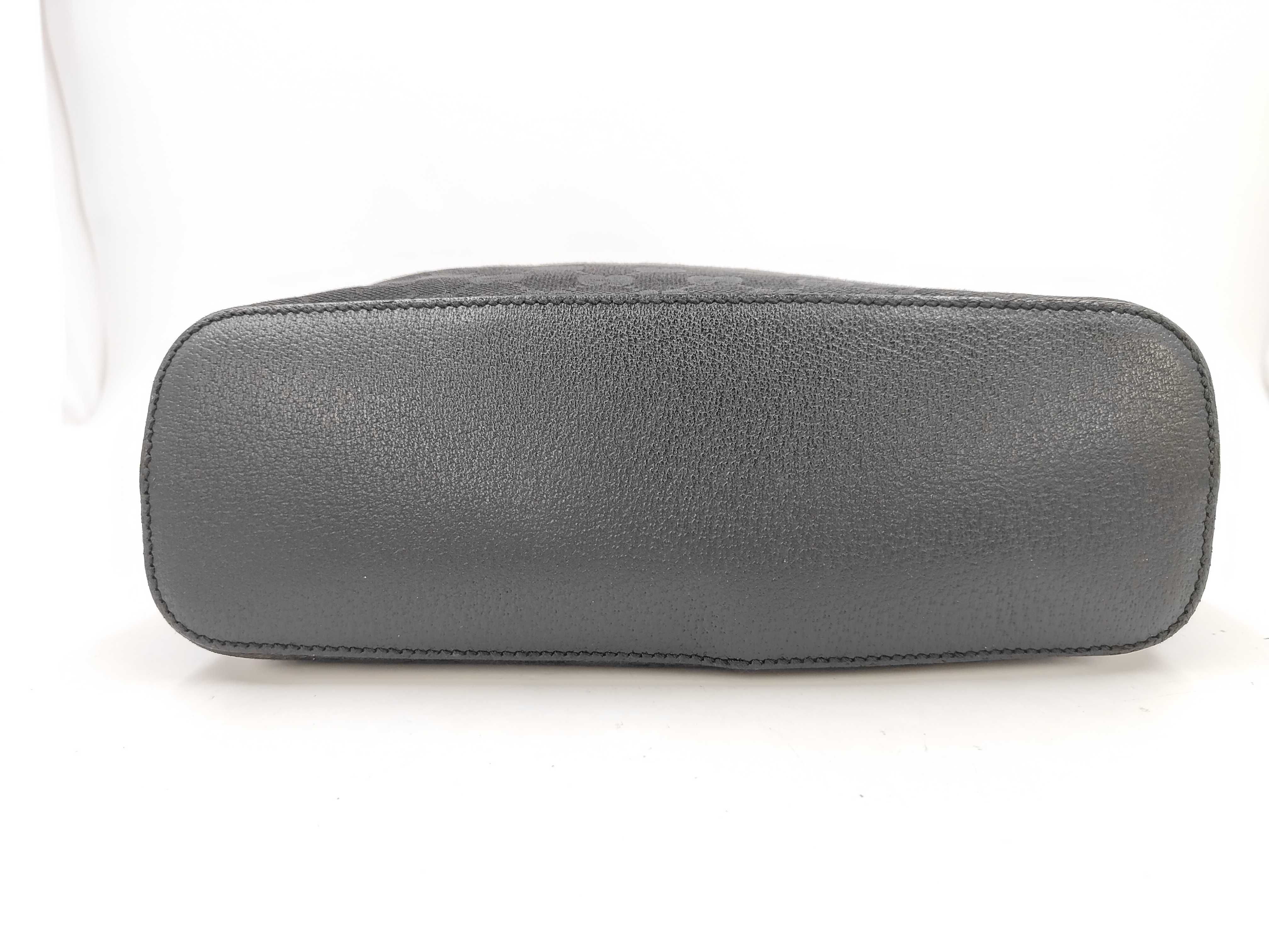One-Shoulder GG Canvas Black Leather Shoulder Bag — view 6