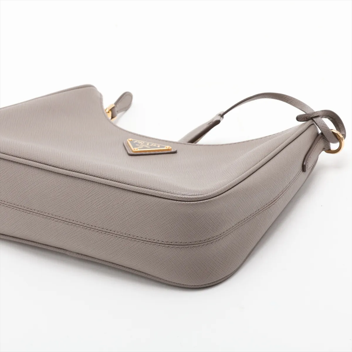Saffiano Leather 2-Way Shoulder Bag, Beige — view 3