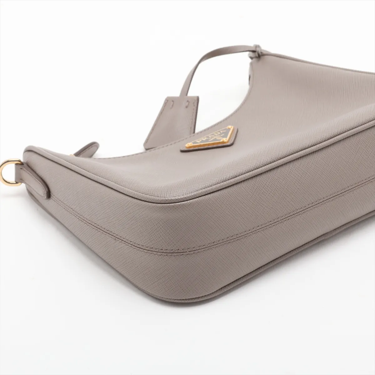 Saffiano Leather 2-Way Shoulder Bag, Beige — view 4