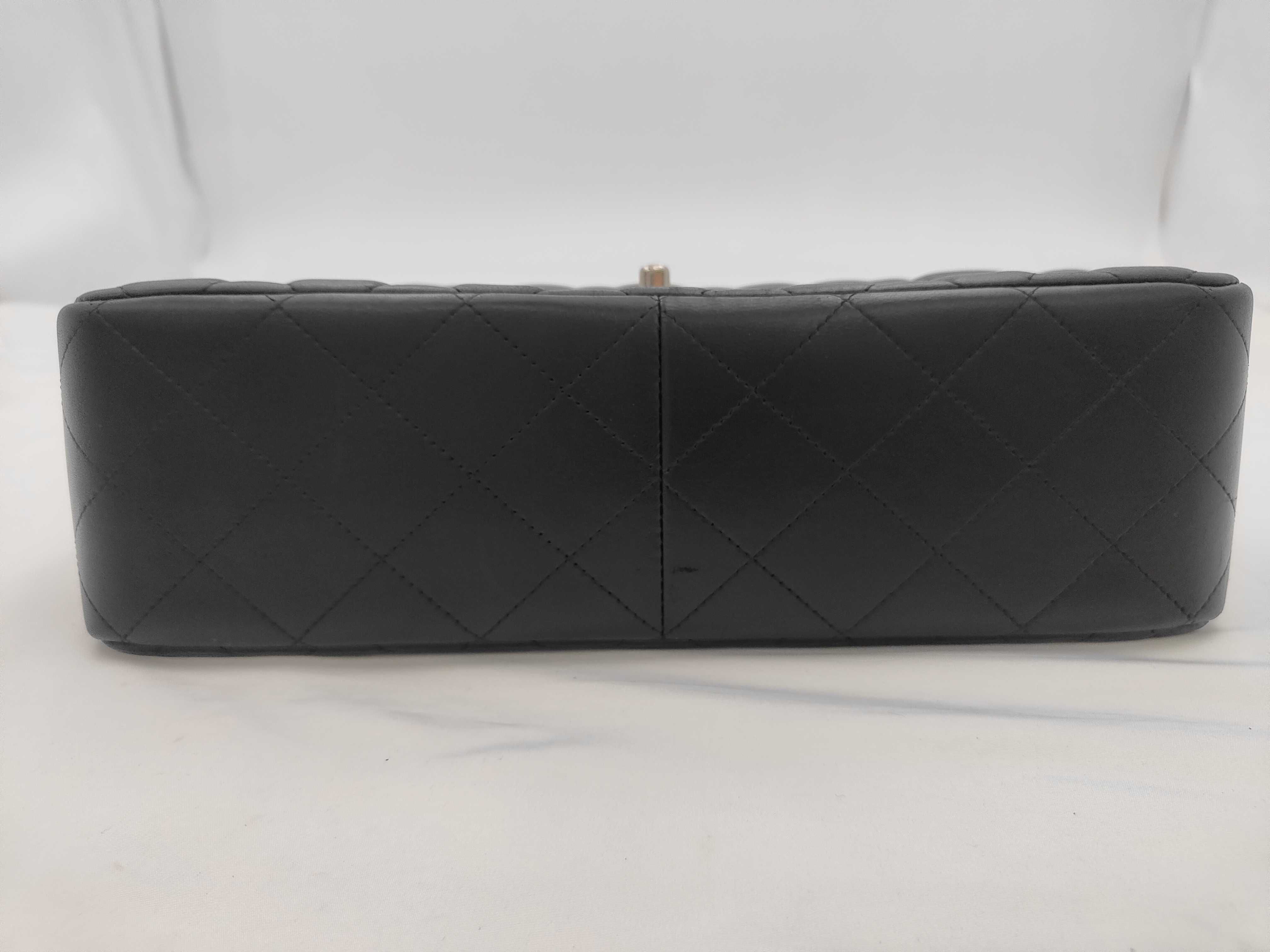 Matelassé 30 Double Flap Chain Shoulder Bag, Lambskin, Black, Silver Hardware, 16269336 — view 7