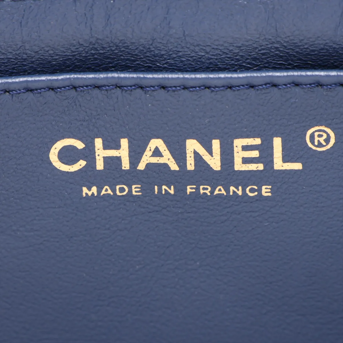 Matelassé Lambskin Single Flap Double Chain Bag, Navy, Gold Hardware, 12640904, Series 12 — view 11