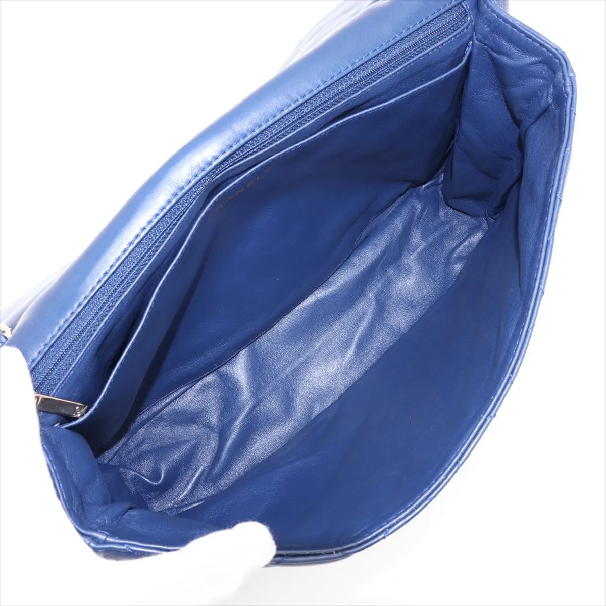 Matelassé Lambskin Single Flap Double Chain Bag, Navy, Gold Hardware, 12640904, Series 12 — view 7