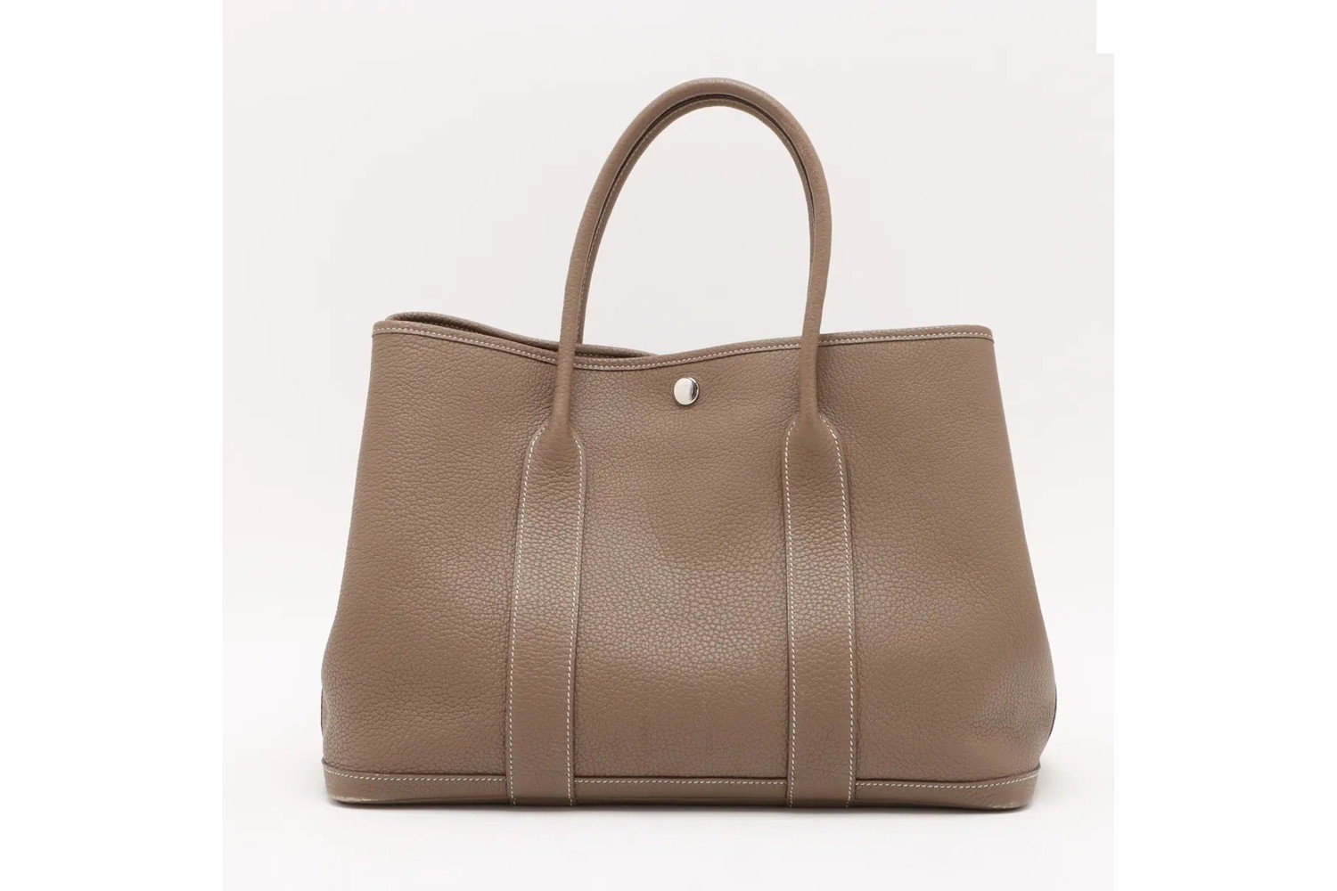 B Stamped, manufactured in 2023, Garden Party PM, Negonda Etoupe Leather — view 2