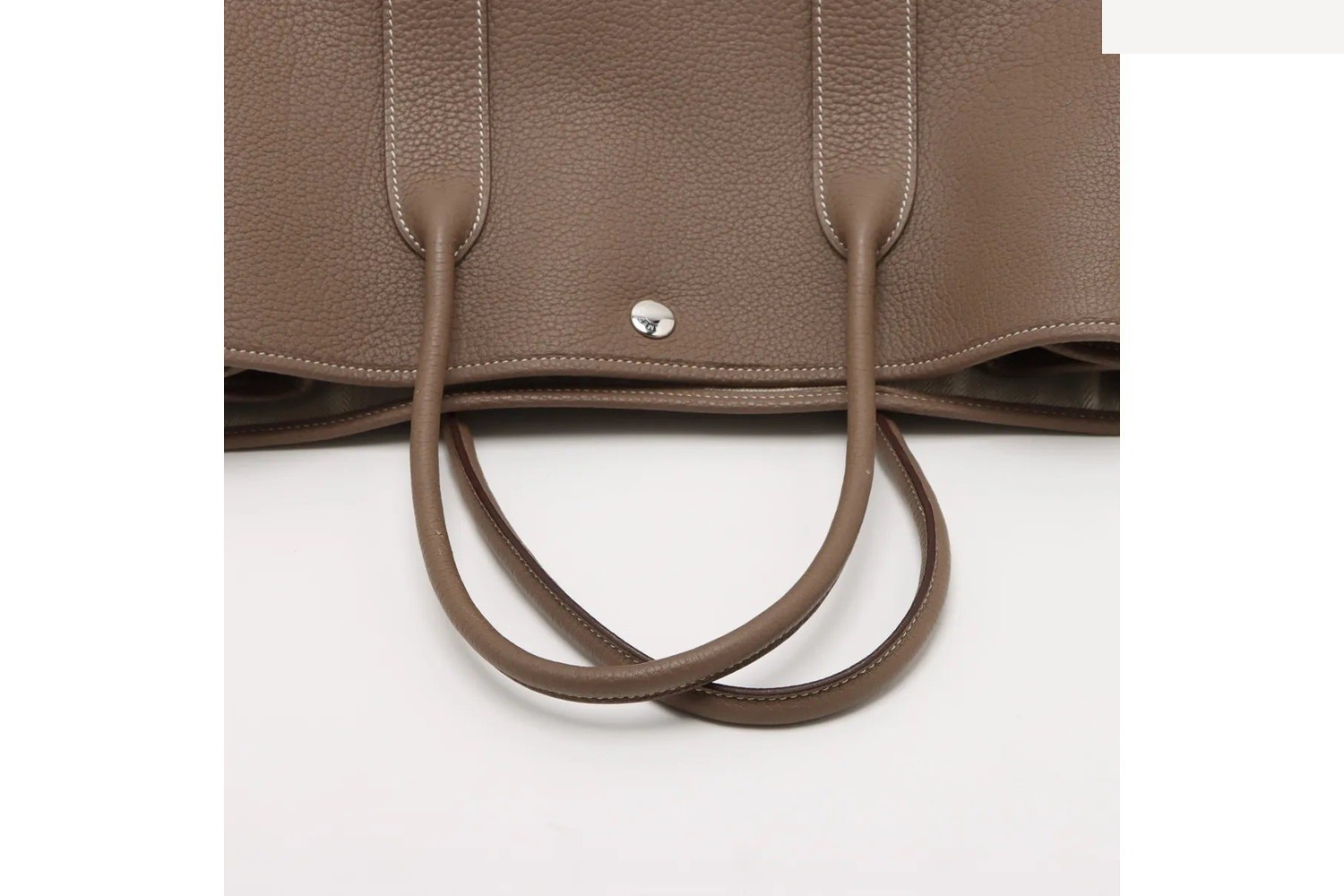B Stamped, manufactured in 2023, Garden Party PM, Negonda Etoupe Leather — view 5