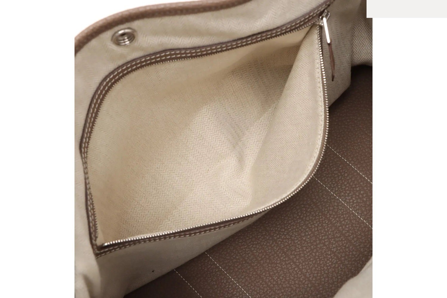 B Stamped, manufactured in 2023, Garden Party PM, Negonda Etoupe Leather — view 7