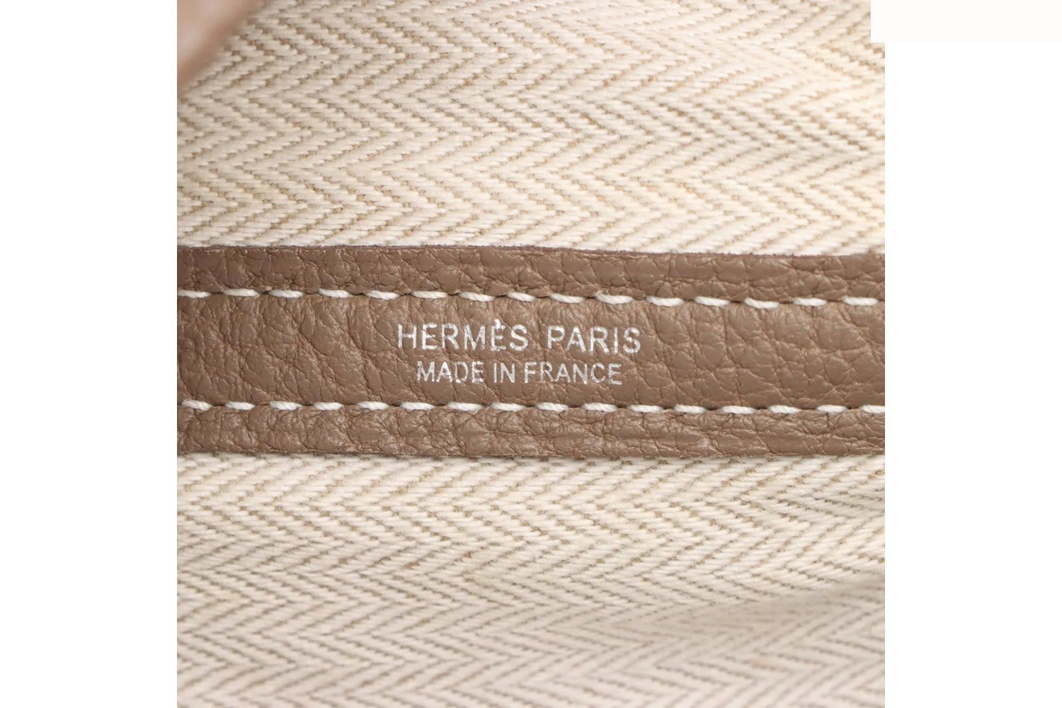 B Stamped, manufactured in 2023, Garden Party PM, Negonda Etoupe Leather — view 8