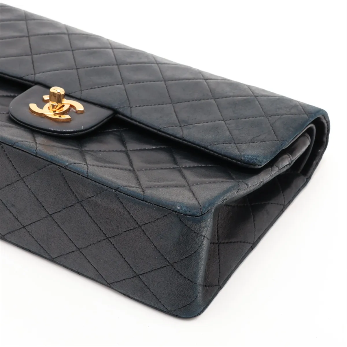 Matelassé 25 Lambskin Double Flap Double Chain Bag, Black with Gold Hardware, 0948586 (Serial Number 0-series), No Pull Strap, A01112 — view 3