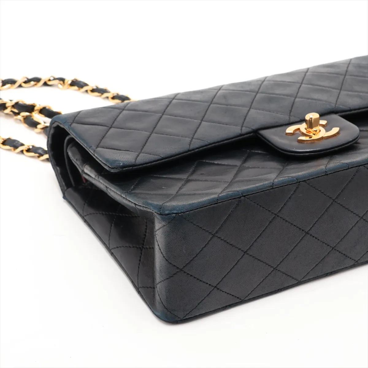 Matelassé 25 Lambskin Double Flap Double Chain Bag, Black with Gold Hardware, 0948586 (Serial Number 0-series), No Pull Strap, A01112 — view 4