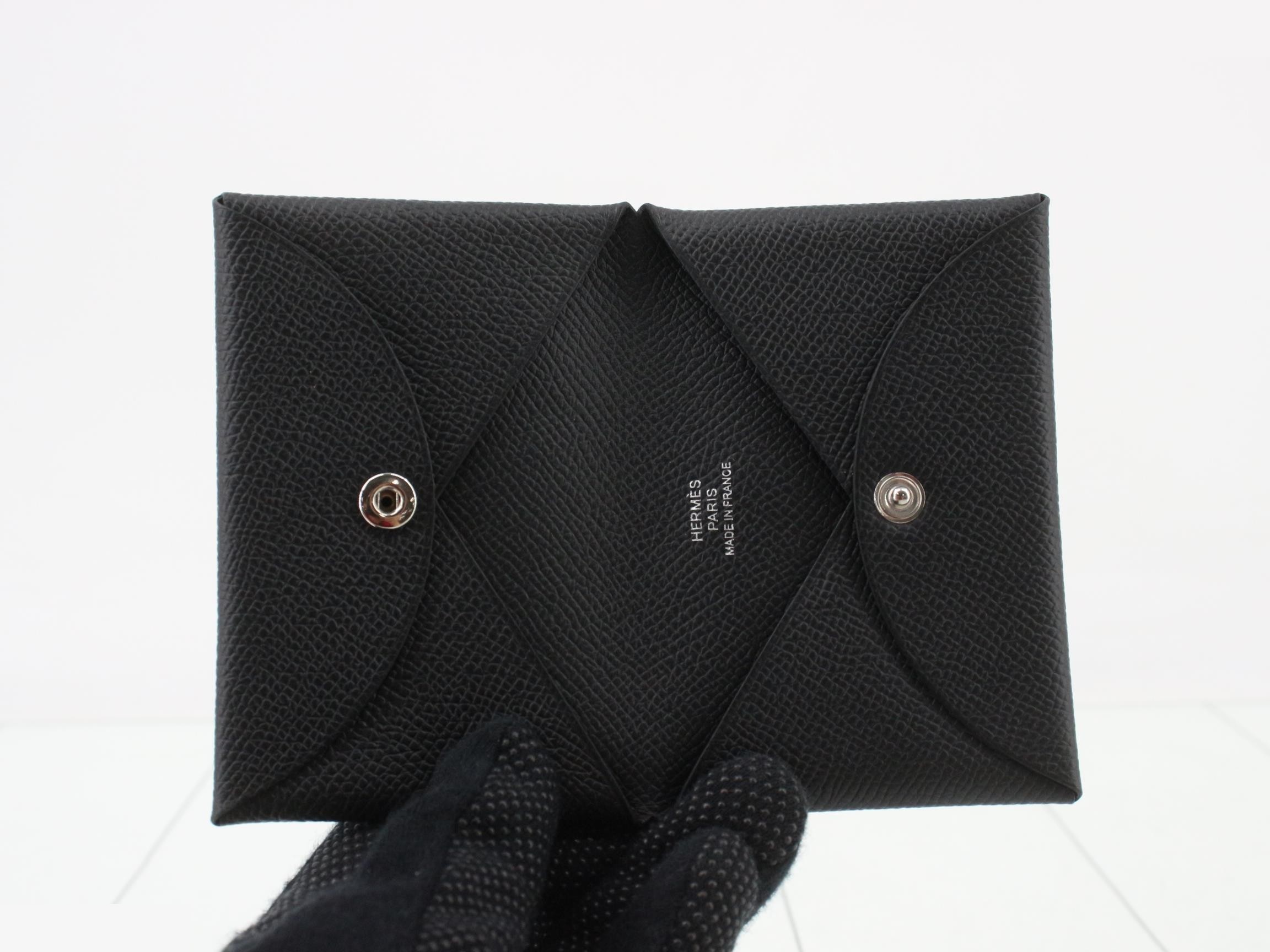 Calvi Card Case, Epsom Leather, B Stamp, Unused, Black — view 4