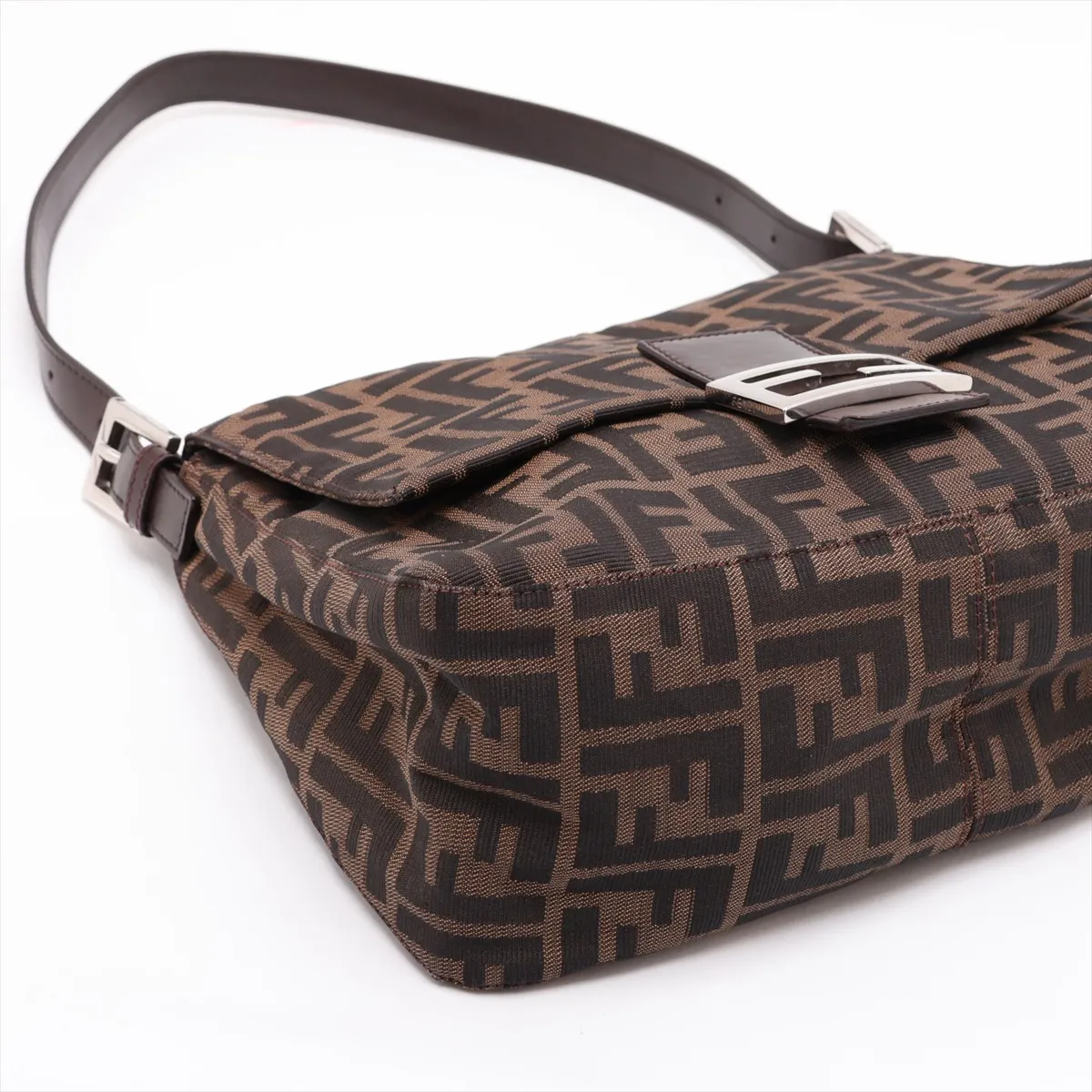 Zucca Canvas x Leather Shoulder Bag, Brown, 26325 — view 4
