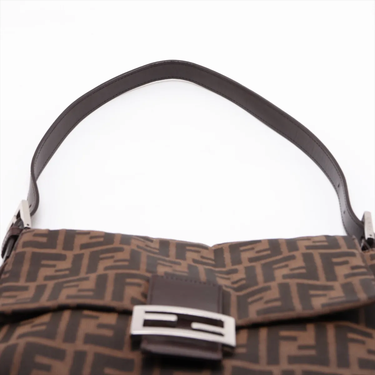 Zucca Canvas x Leather Shoulder Bag, Brown, 26325 — view 6