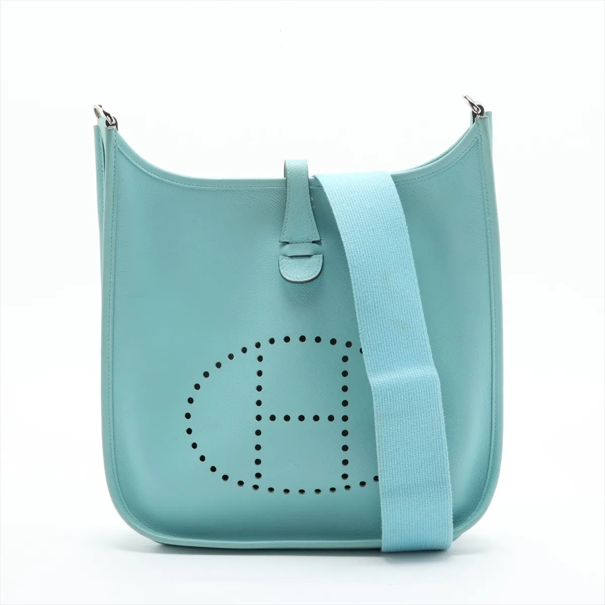 Evelyne 3 29 PM, Veau Epsom leather, Blue Atoll, silver hardware. (Model: 2015)