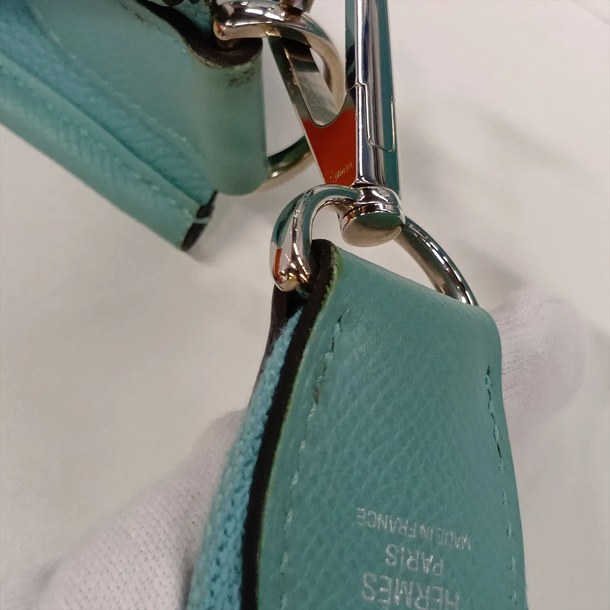 Evelyne 3 29 PM, Veau Epsom leather, Blue Atoll, silver hardware. (Model: 2015) — view 14