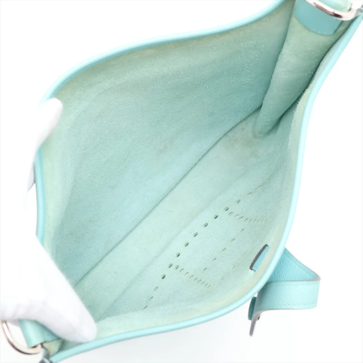 Evelyne 3 29 PM, Veau Epsom leather, Blue Atoll, silver hardware. (Model: 2015) — view 6