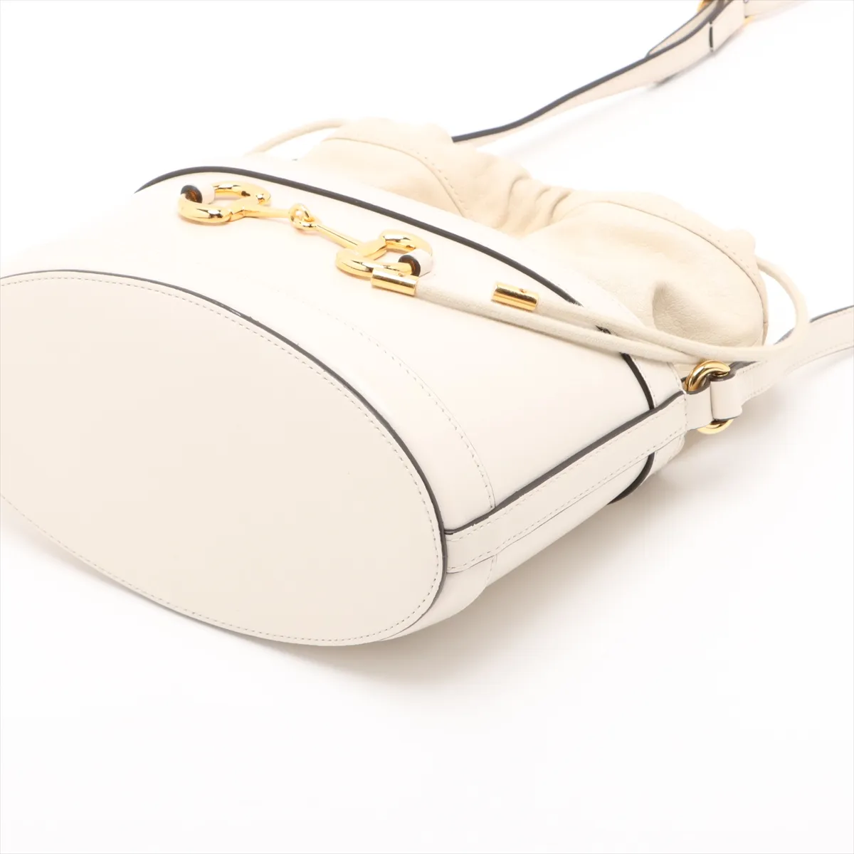 Horsebit 1955 Leather Shoulder Bag, White, 602118 — view 3
