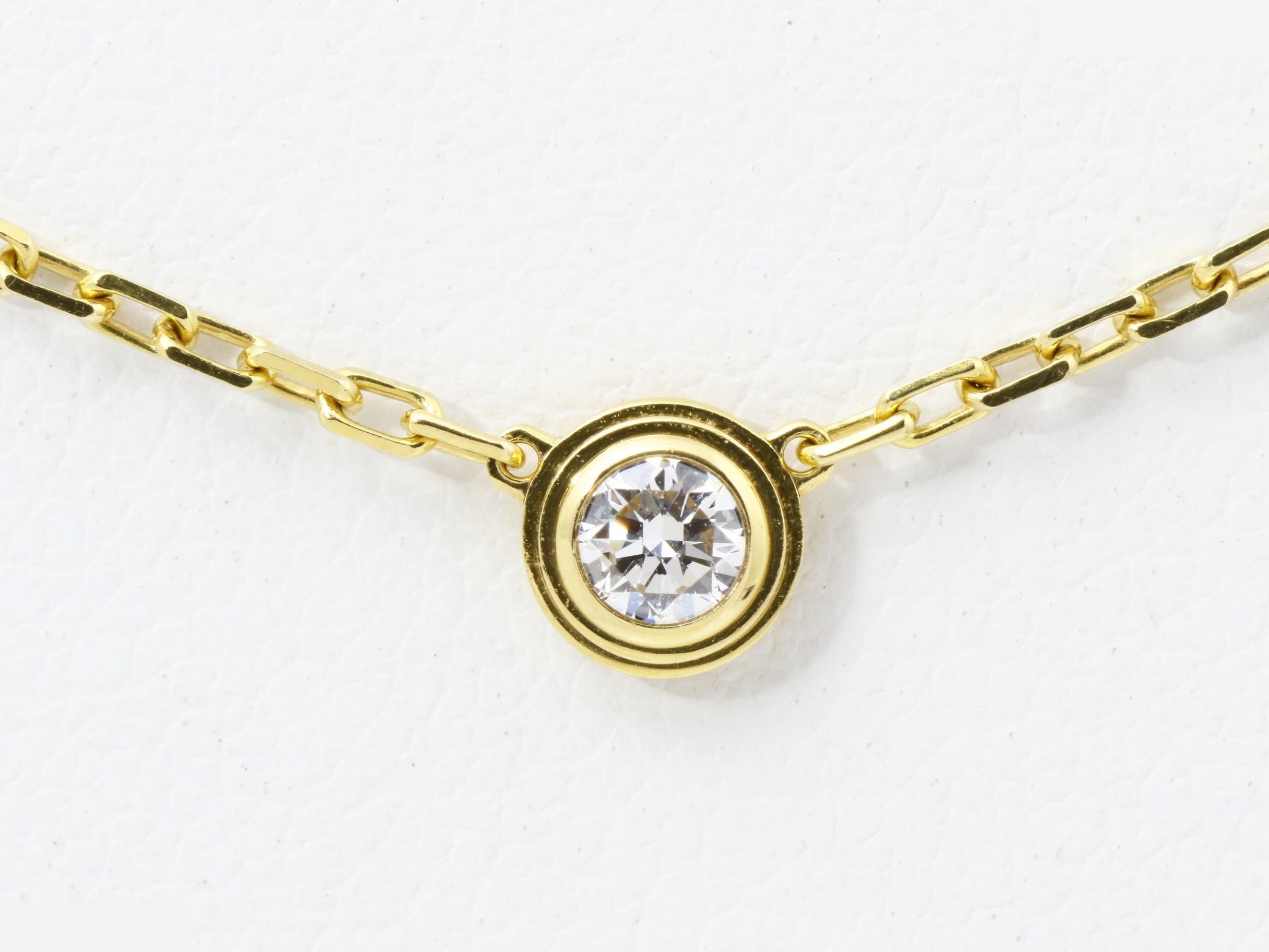 Au750YG Diamond Damour Necklace, 2.9g, Neck circumference approx. 41cm — view 2