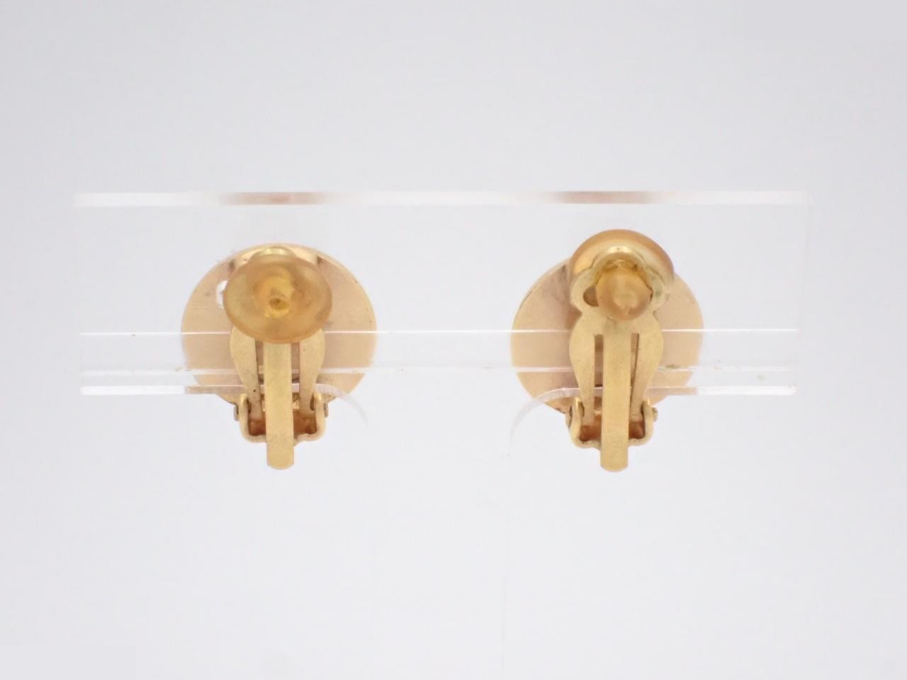 Coco Mark Round Dark Brown x Gold Earrings — view 2