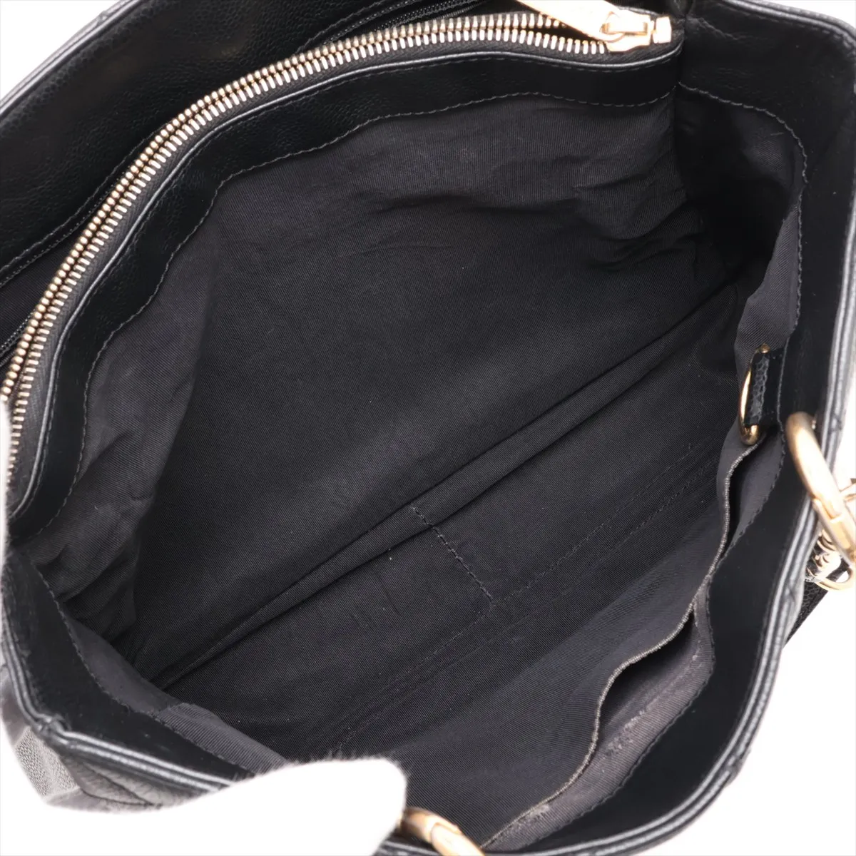GST Caviar Skin Chain Tote Bag, Black with Gold Hardware, 12511166, Series 12 — view 7