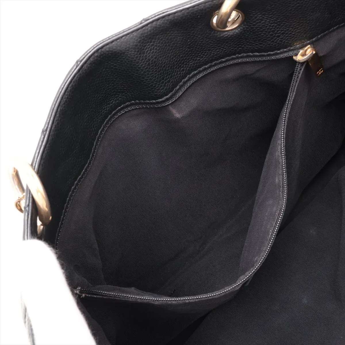 GST Caviar Skin Chain Tote Bag, Black with Gold Hardware, 12511166, Series 12 — view 10