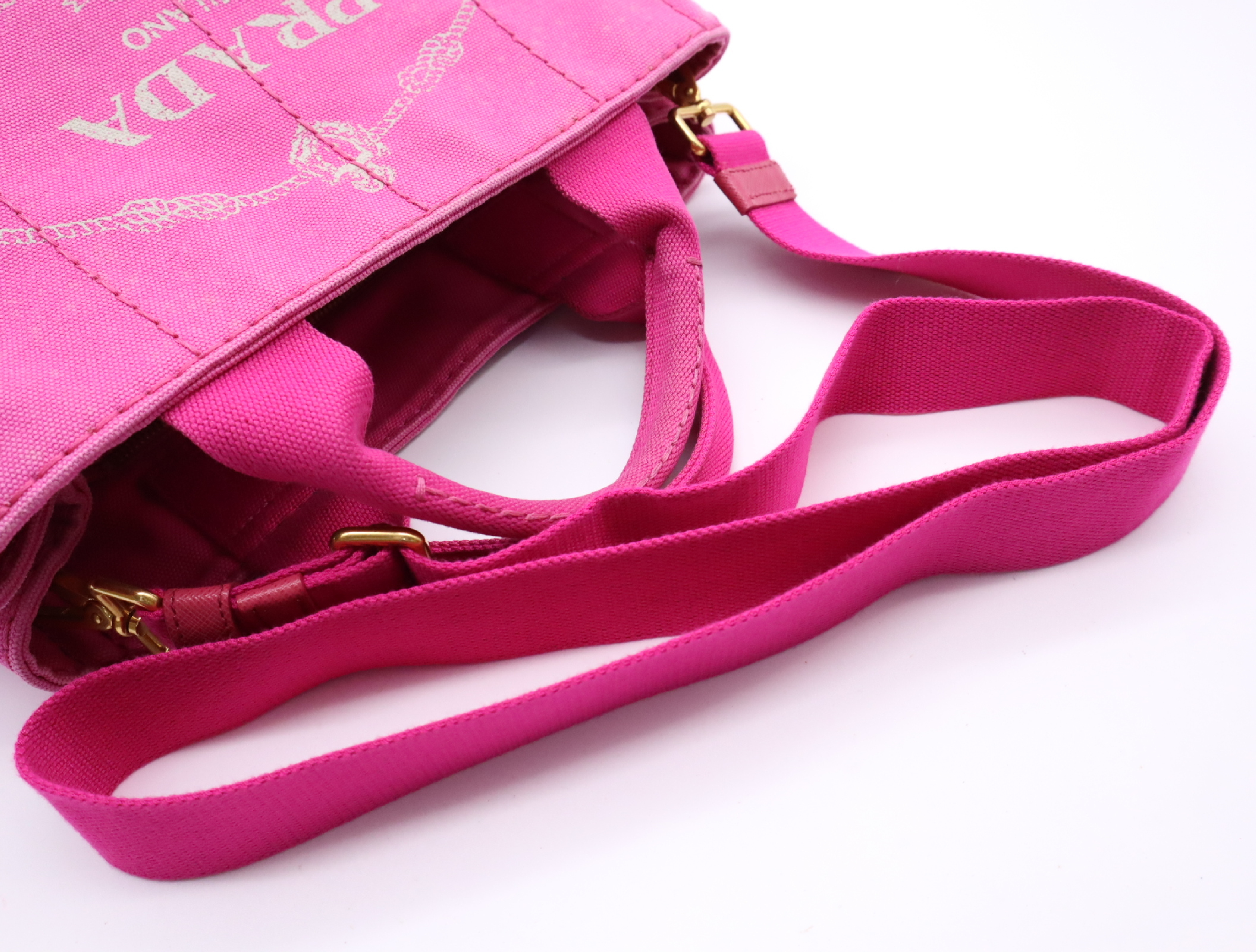 Canvas Canapa 2-Way Handbag with Shoulder Strap, Pink — view 12