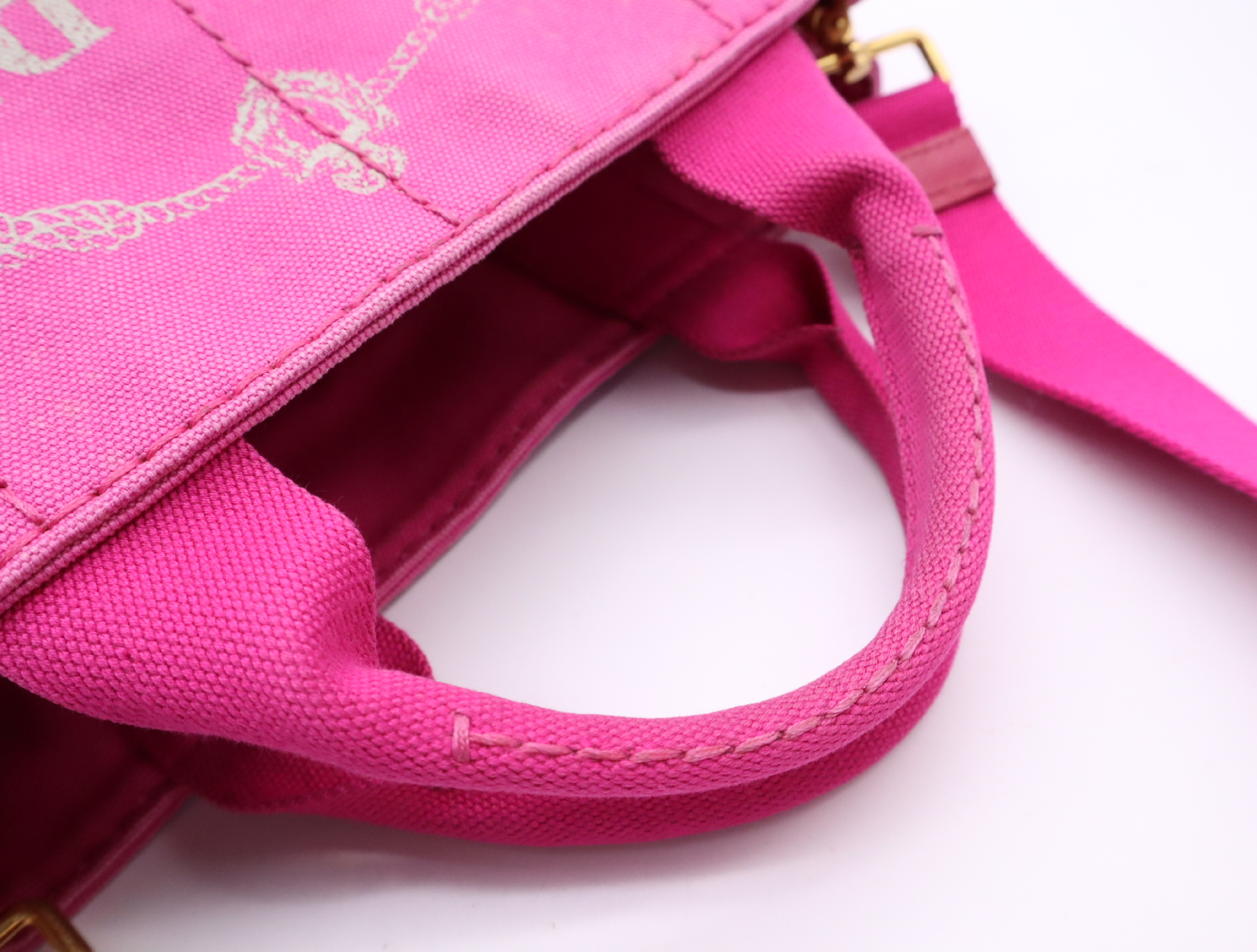Canvas Canapa 2-Way Handbag with Shoulder Strap, Pink — view 13