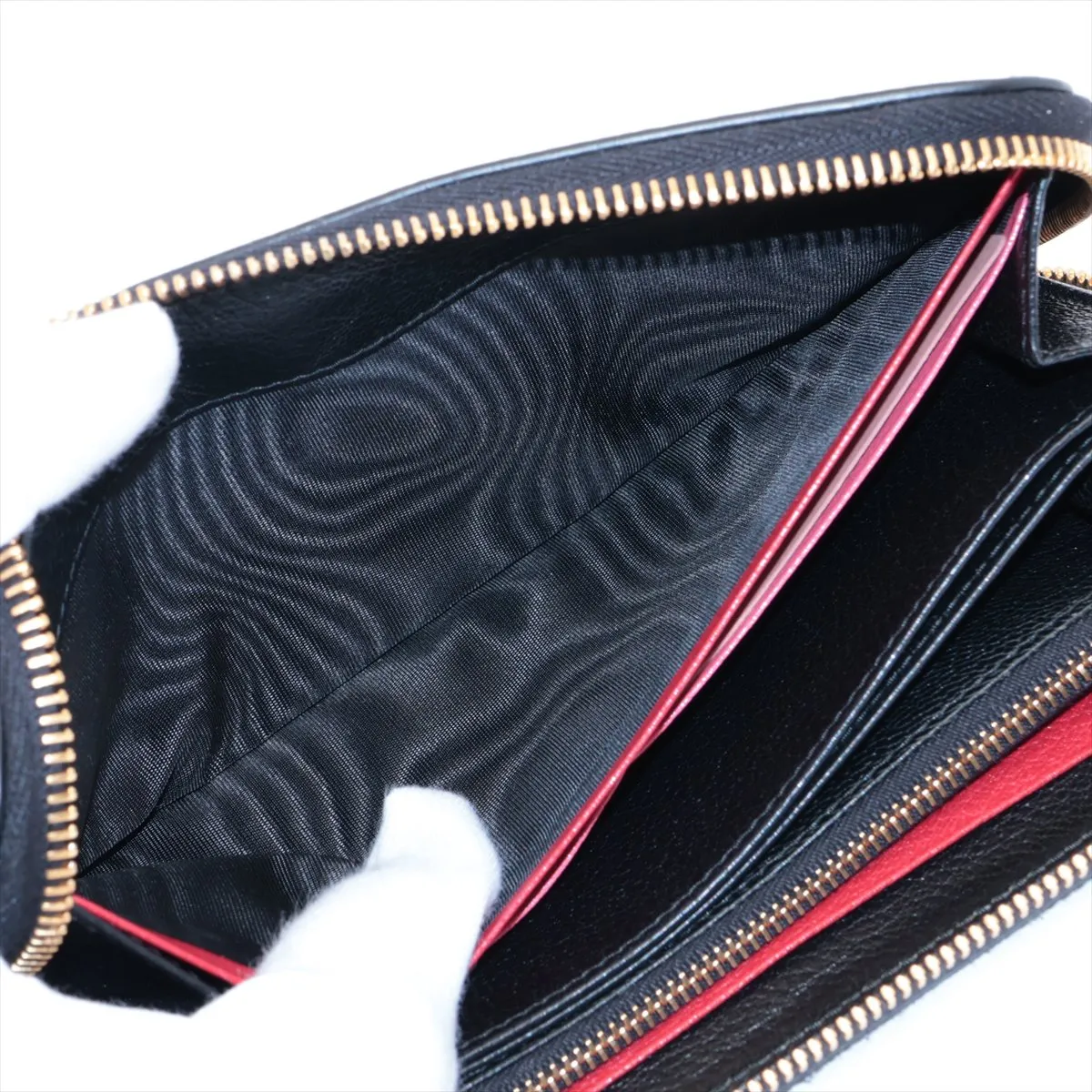 Madras Leather Round Zip Wallet Black — view 4