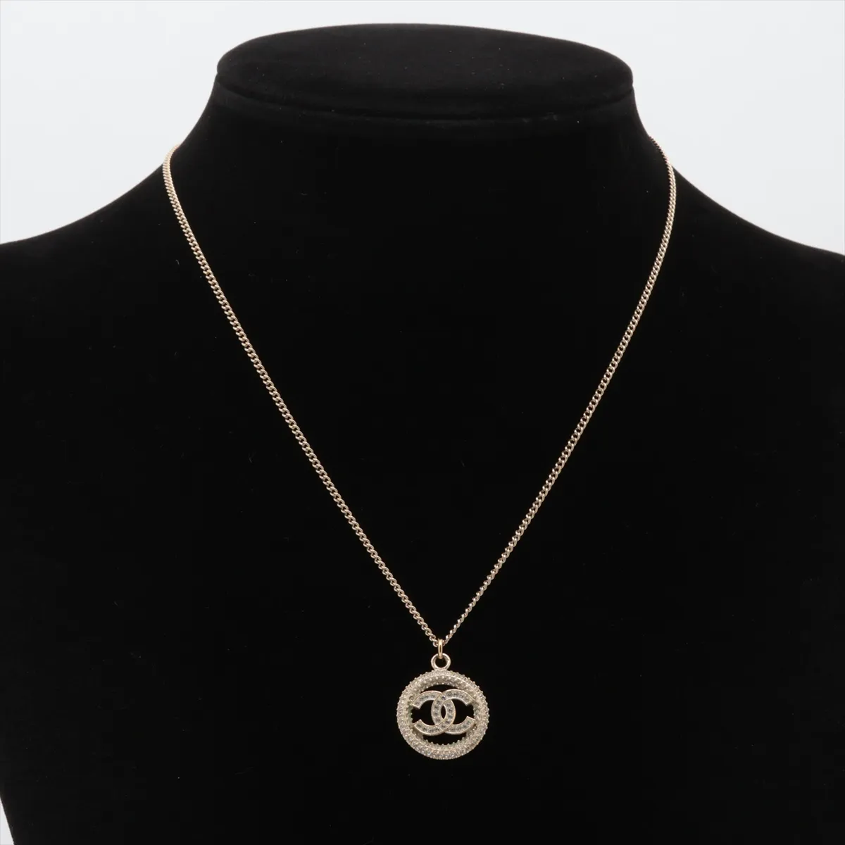 Circle Coco B20S Necklace, GP x Rhinestone, Gold, — view 5