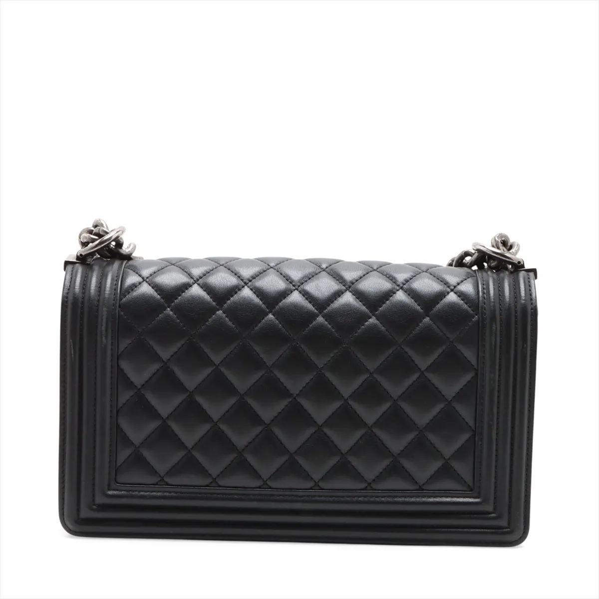 Boy Chanel 25 Lambskin Chain Shoulder Bag Black Gunmetal Hardware A67086 — view 2