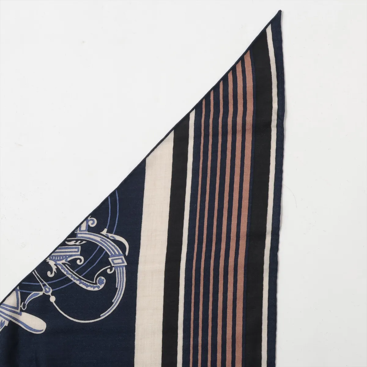 Triangle Géant Ex Libris scarf, cashmere x silk, blue. Shows some wear, — view 2