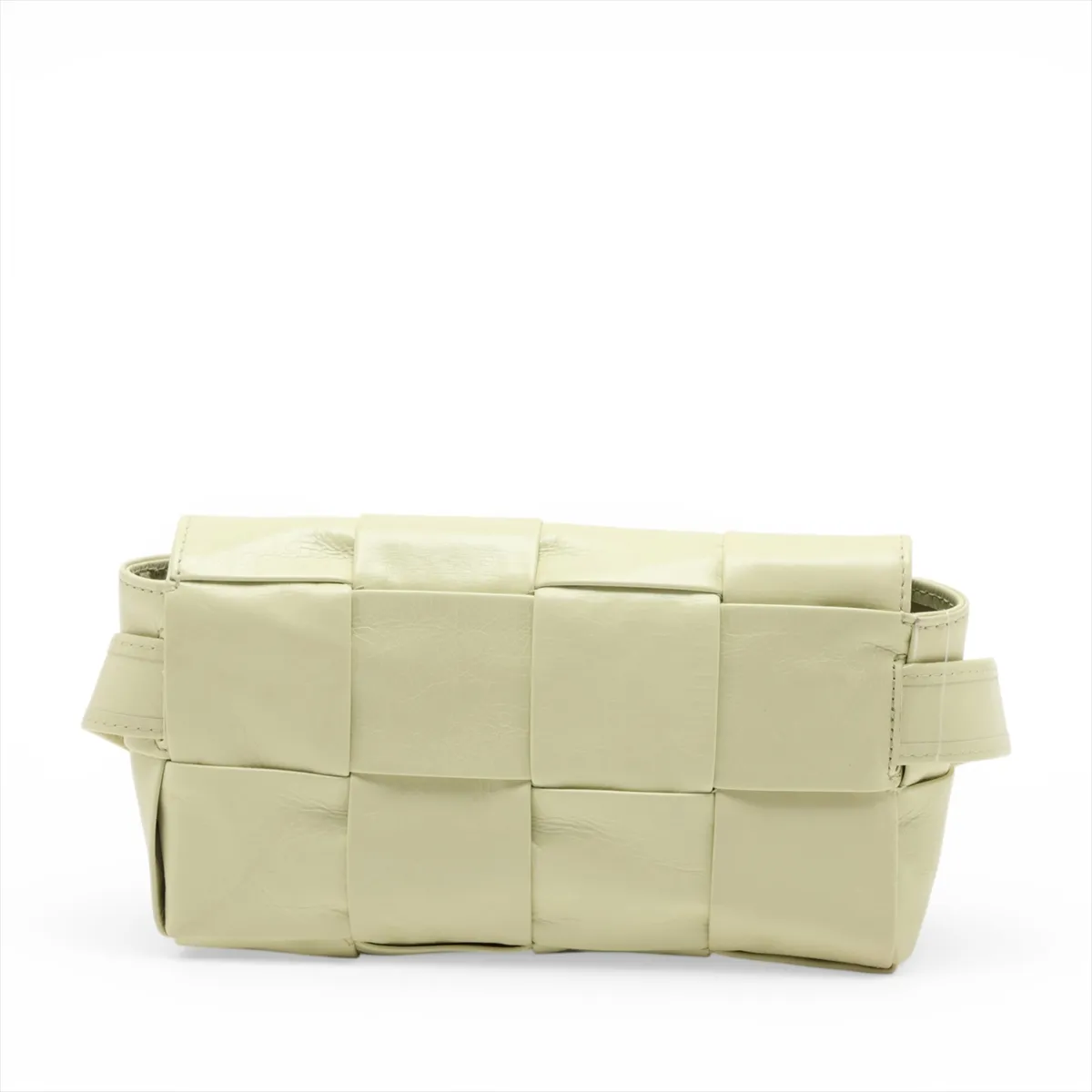 Maxi Intrecciato Cassette Leather Waist Pouch, Yellow — view 2