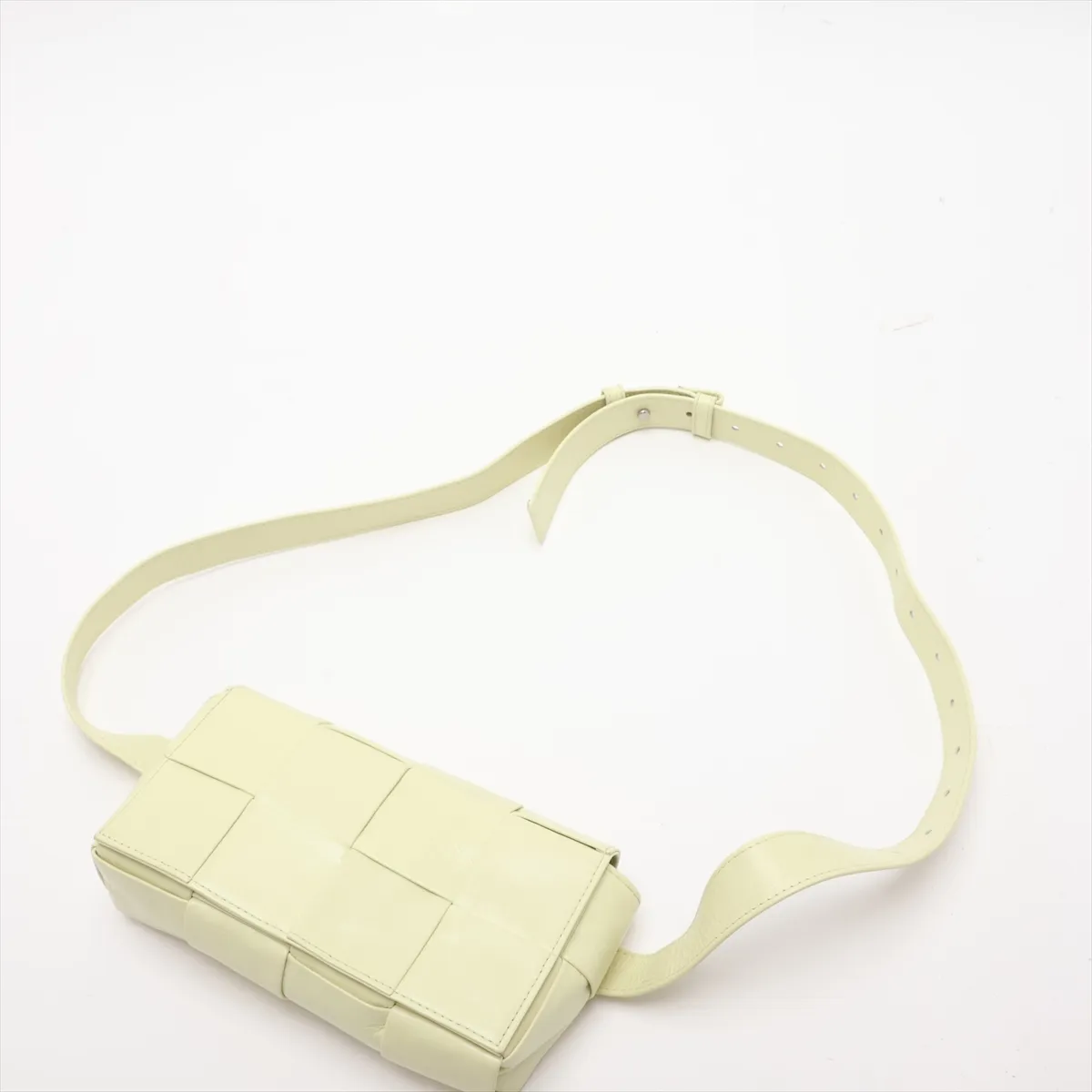 Maxi Intrecciato Cassette Leather Waist Pouch, Yellow — view 5