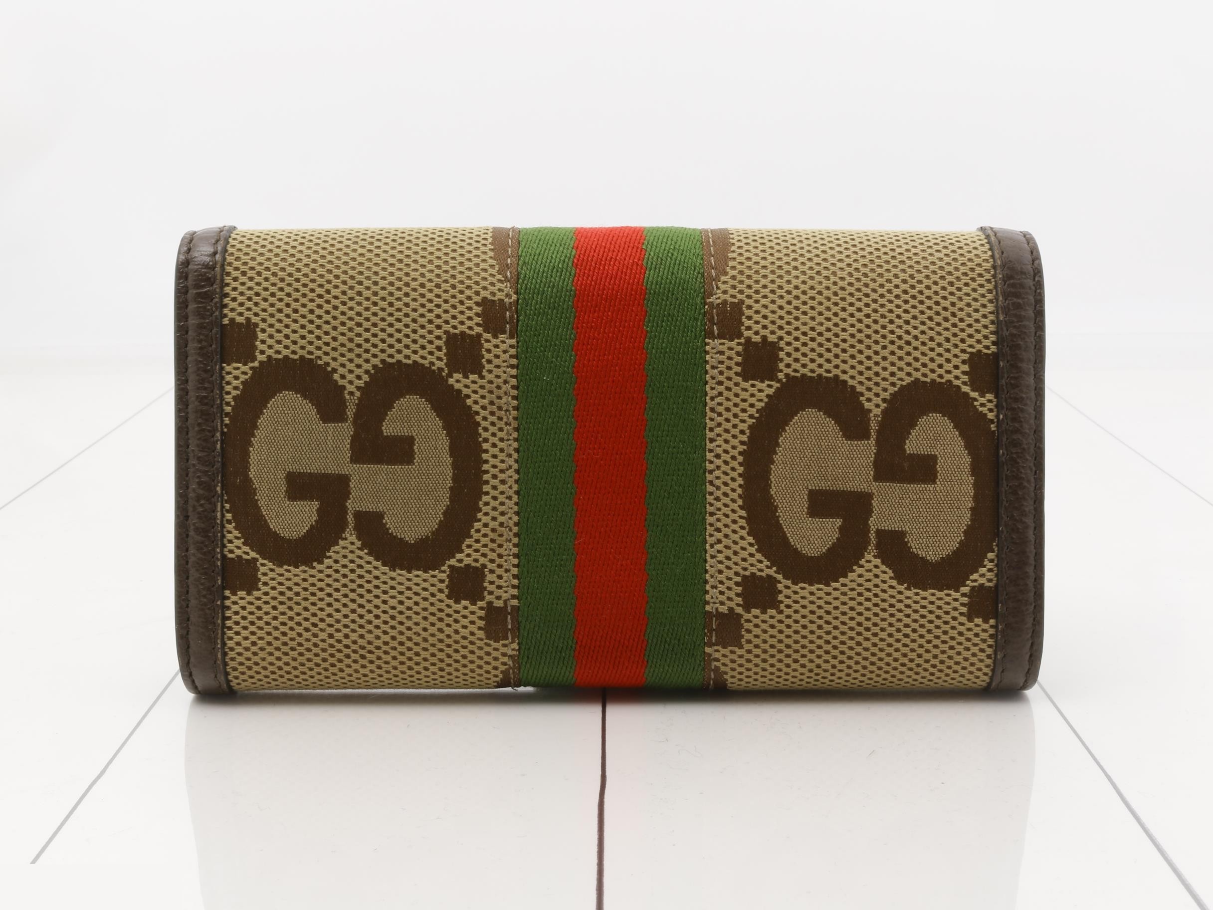Ophidia Continental Wallet, Long Wallet, Jumbo GG, Canvas/Leather — view 2
