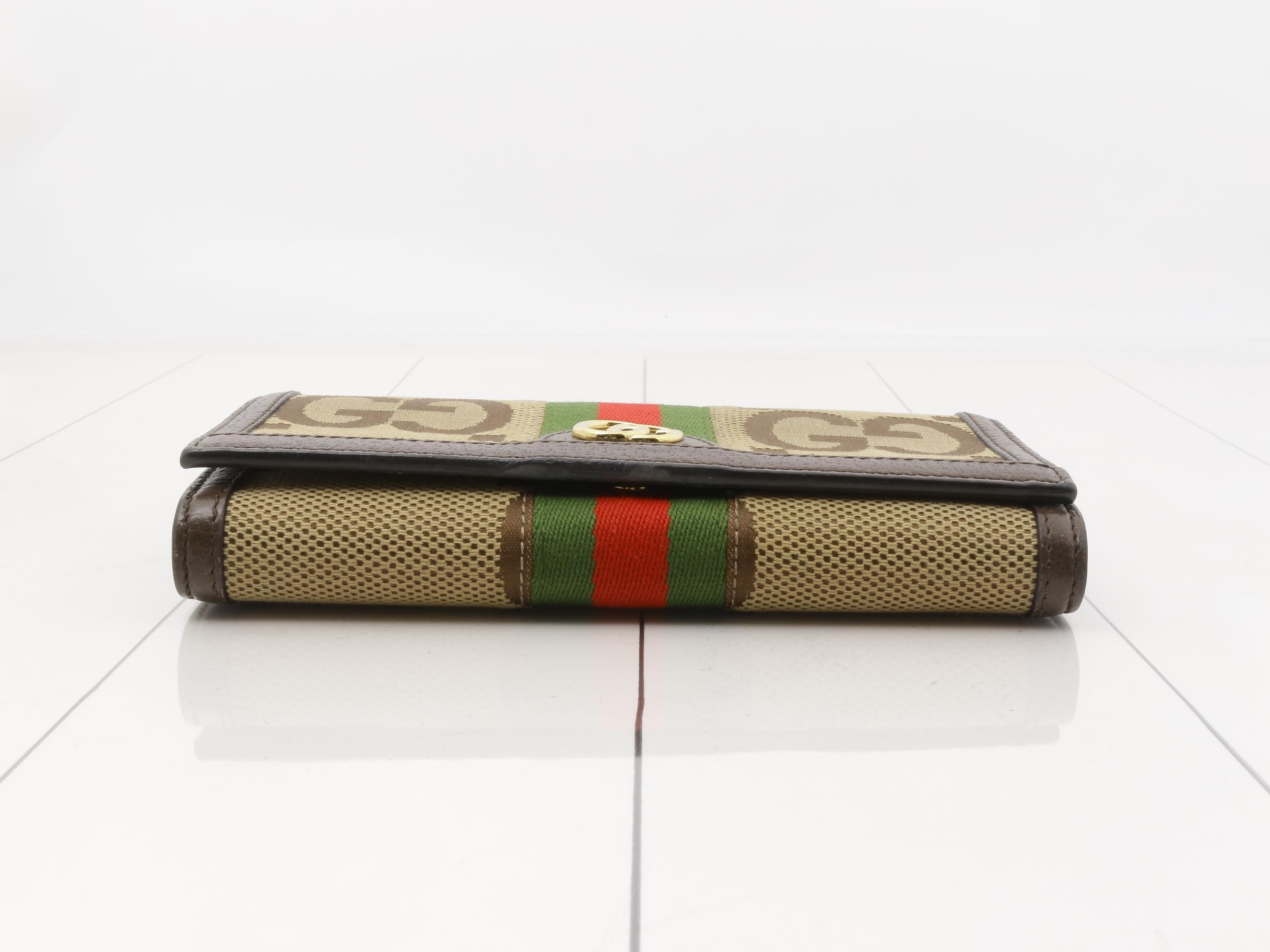 Ophidia Continental Wallet, Long Wallet, Jumbo GG, Canvas/Leather — view 3