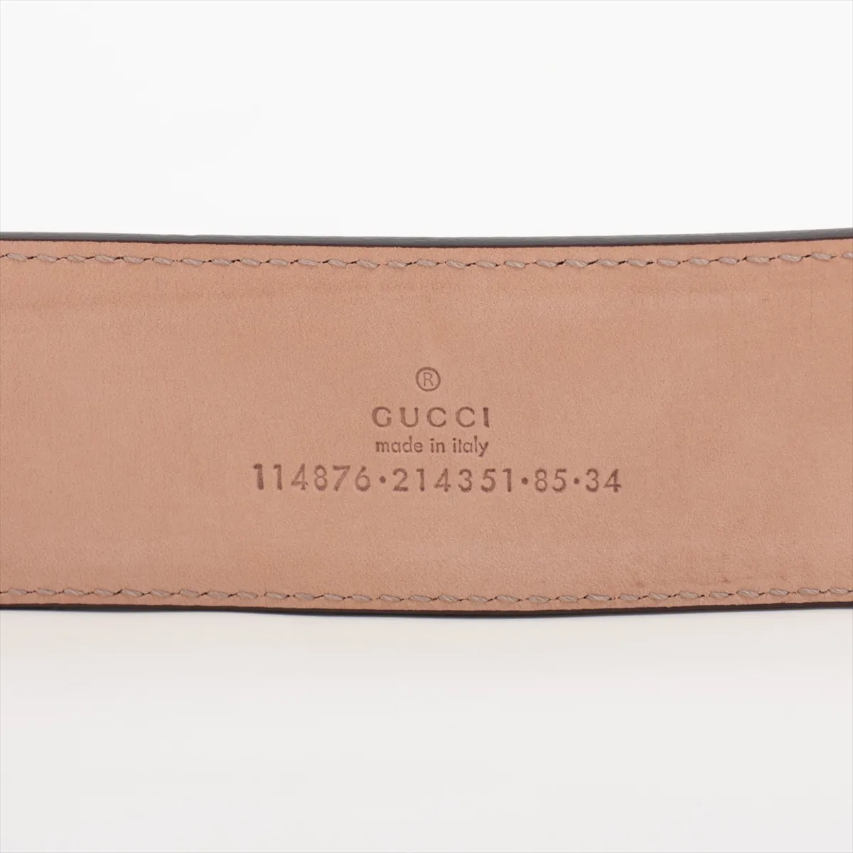 114876 Interlocking G Belt, size 85, GP x Leather, Beige x Pink. Shows — view 5