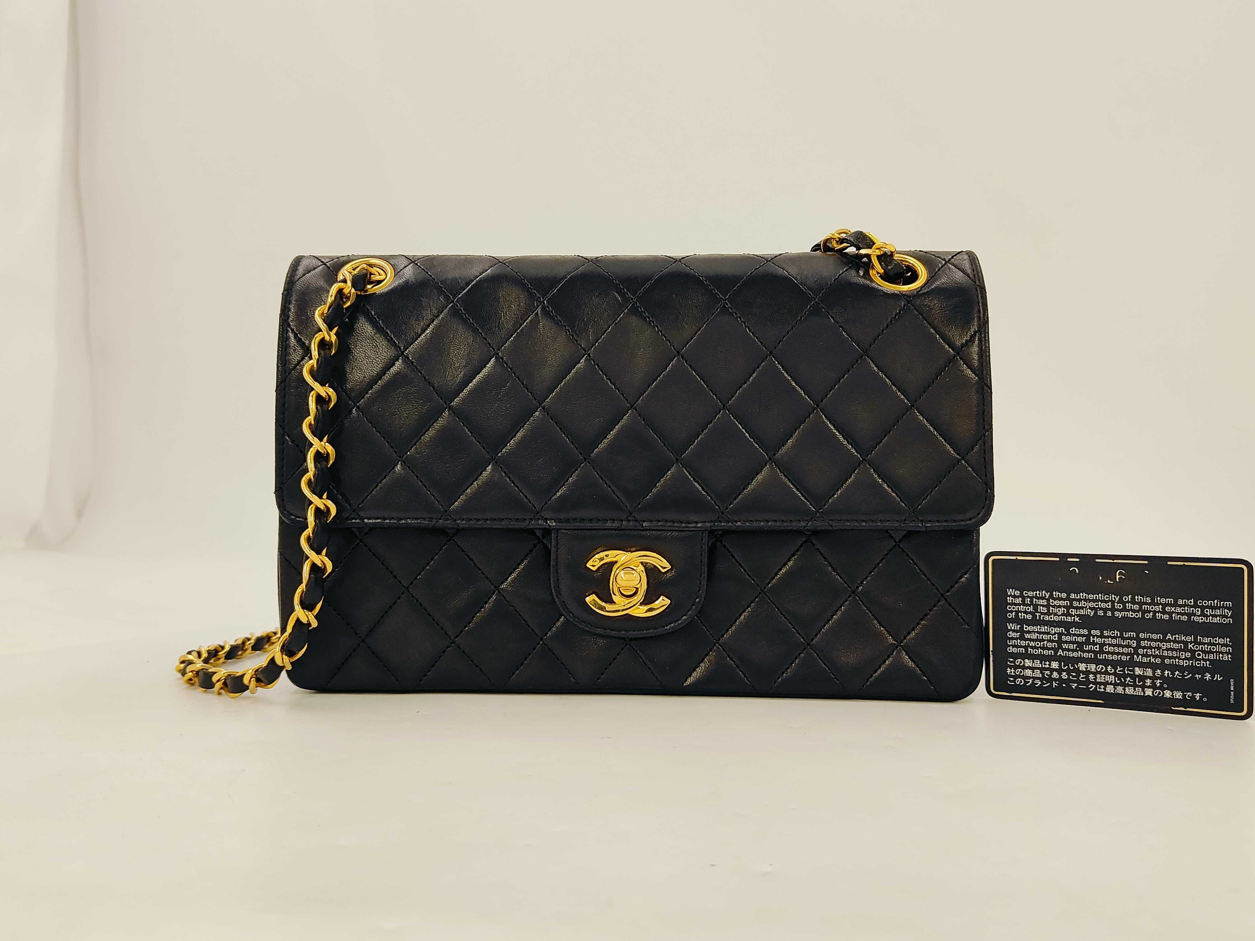 Lambskin Matelassé Double Flap Shoulder Bag, Black, No. 0