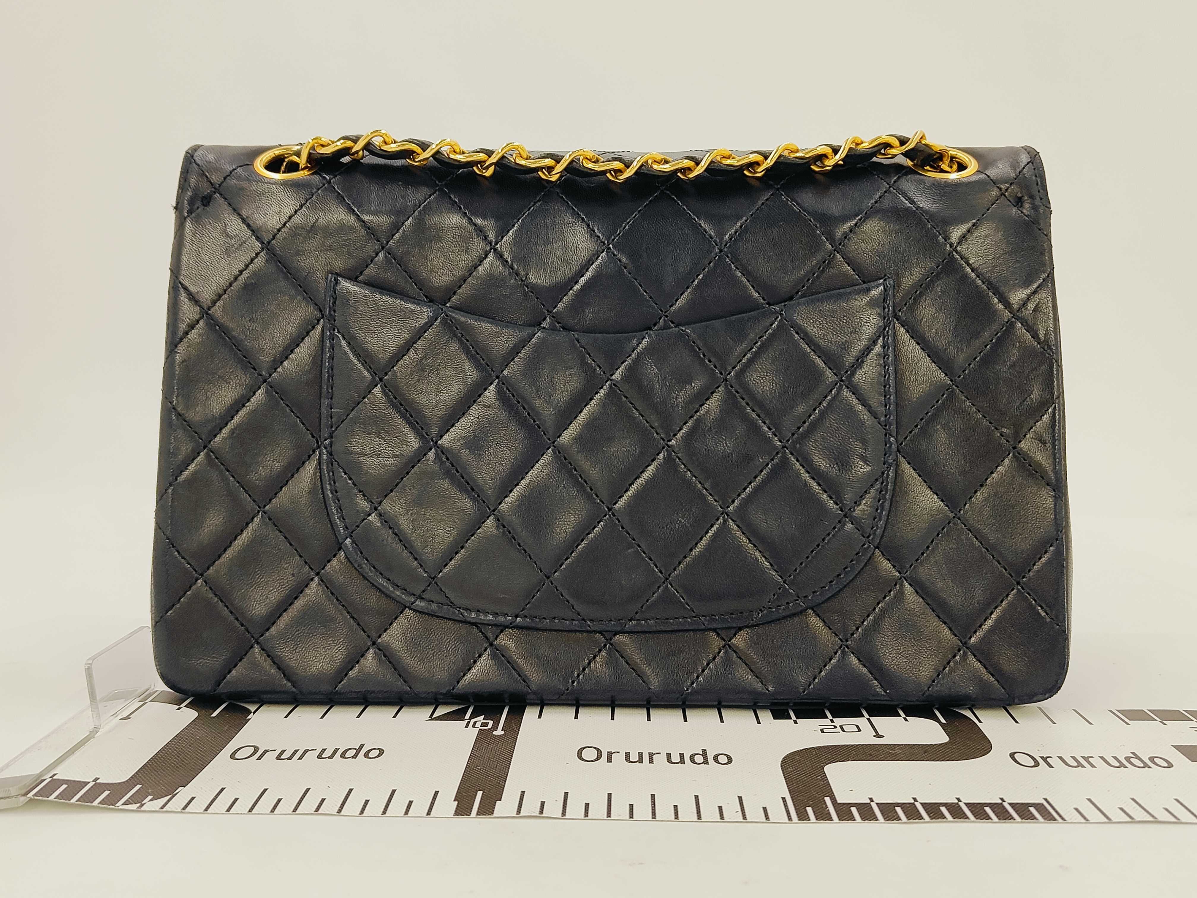 Lambskin Matelassé Double Flap Shoulder Bag, Black, No. 0 — view 2