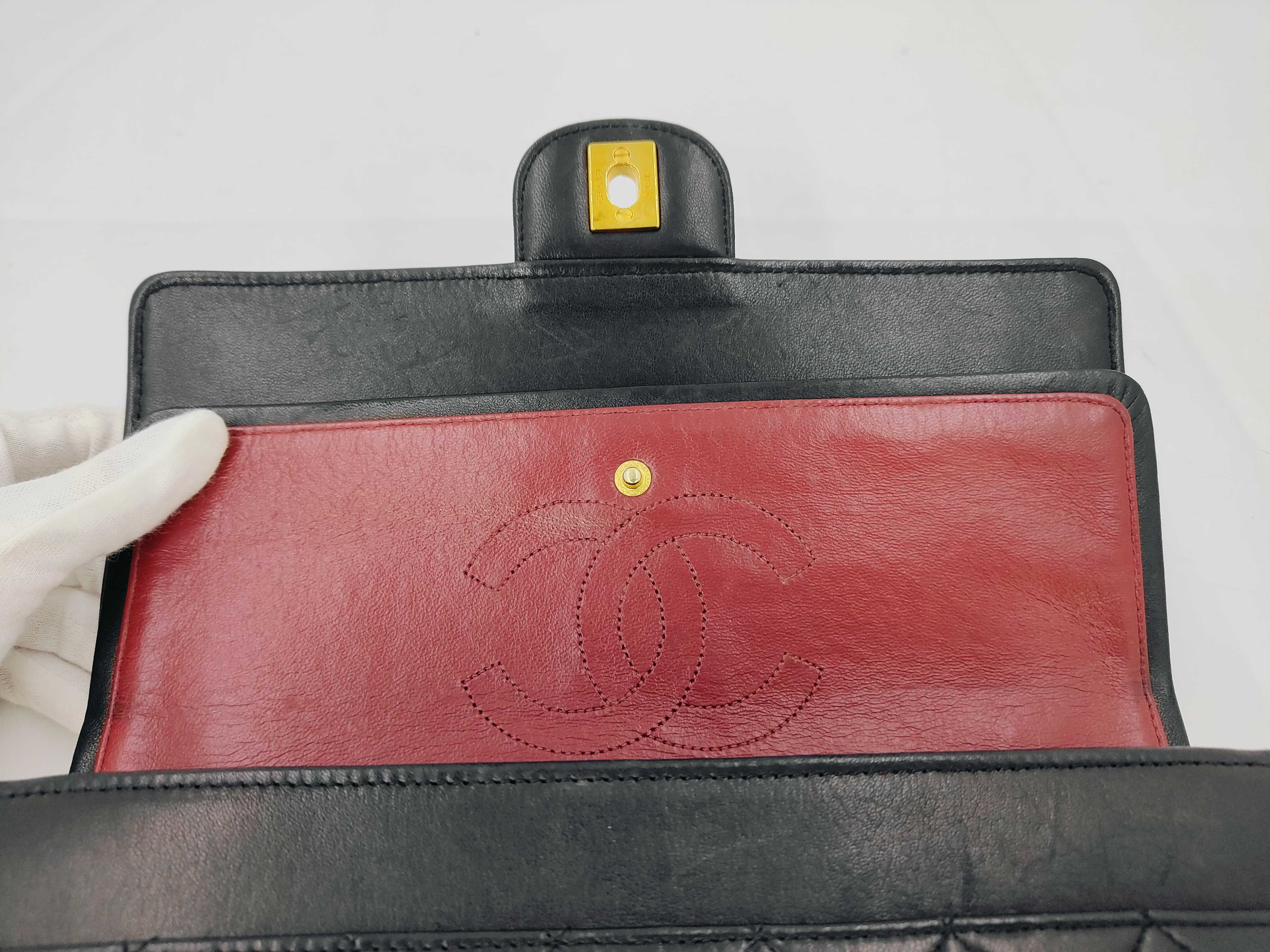 Lambskin Matelassé Double Flap Shoulder Bag, Black, No. 0 — view 12