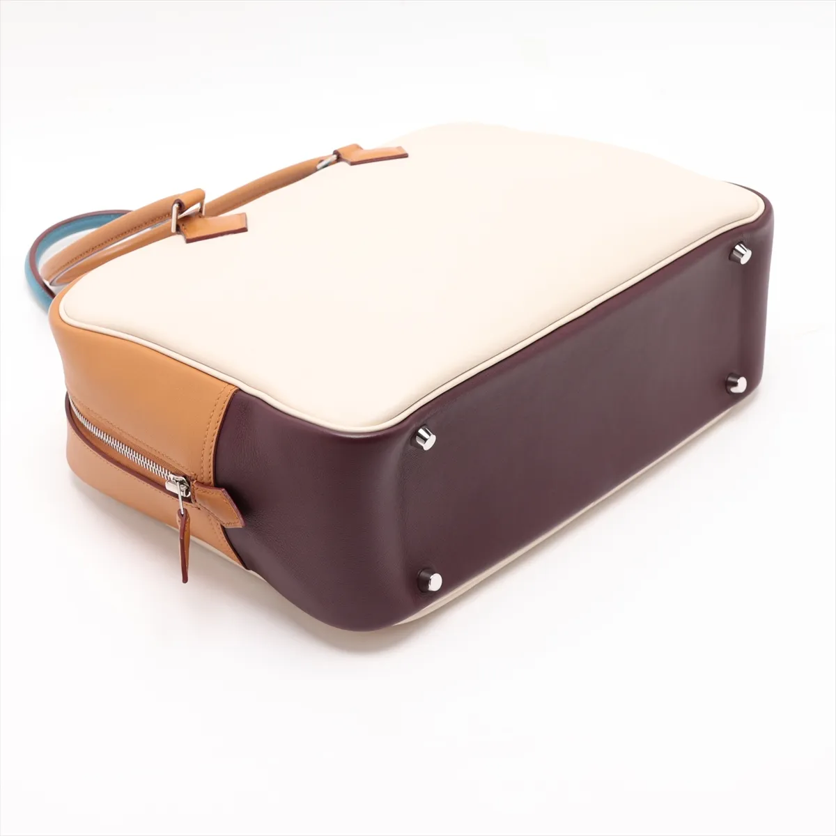 [Individually packaged] Hermes Plume 32, Veau Swift leather, Craie x Blue Jean x Natural Sable x Cassis, Silver hardware R: 2014 — view 4