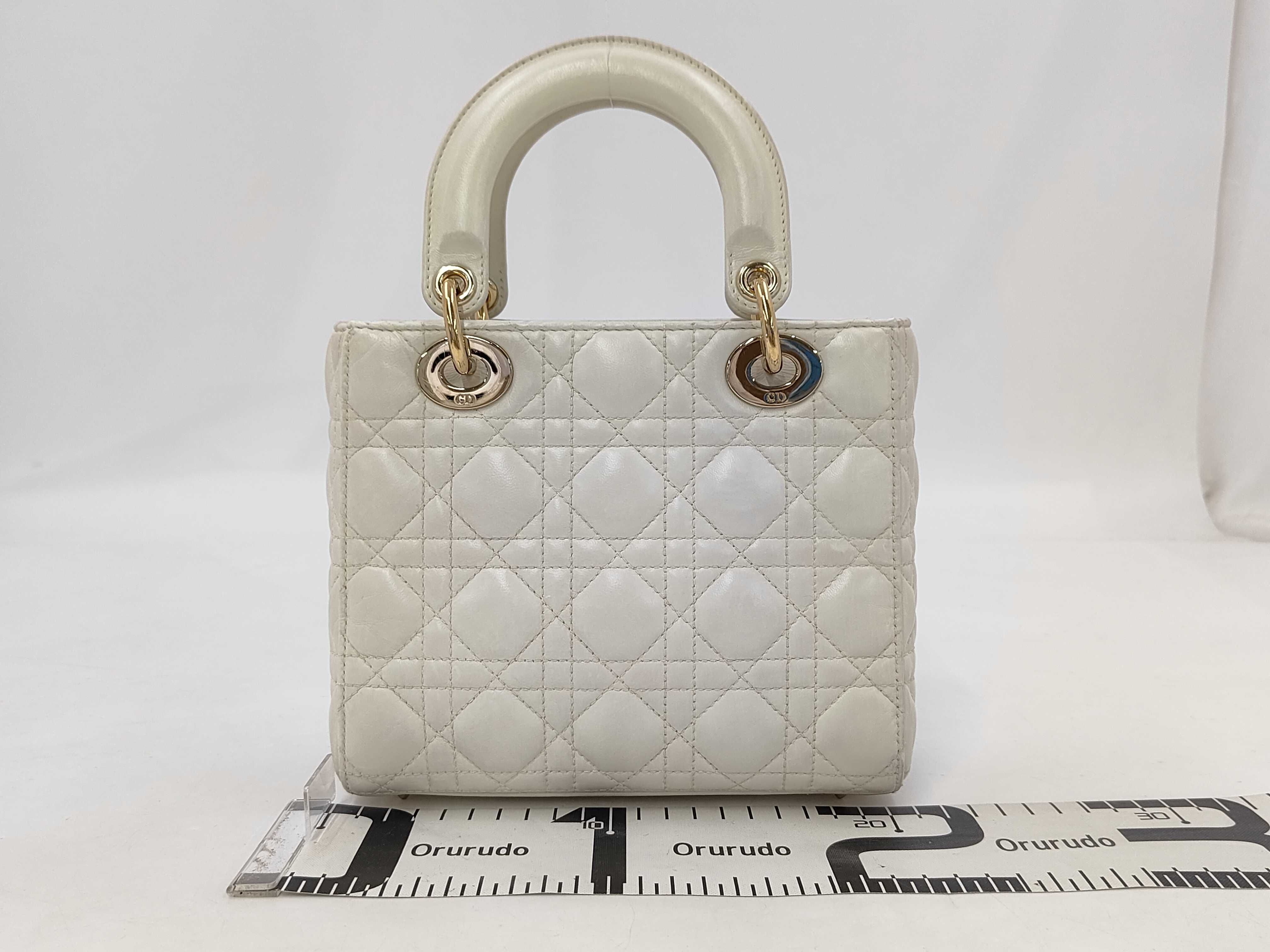 Lady Dior MYABC Lambskin Cannage White Handbag — view 2