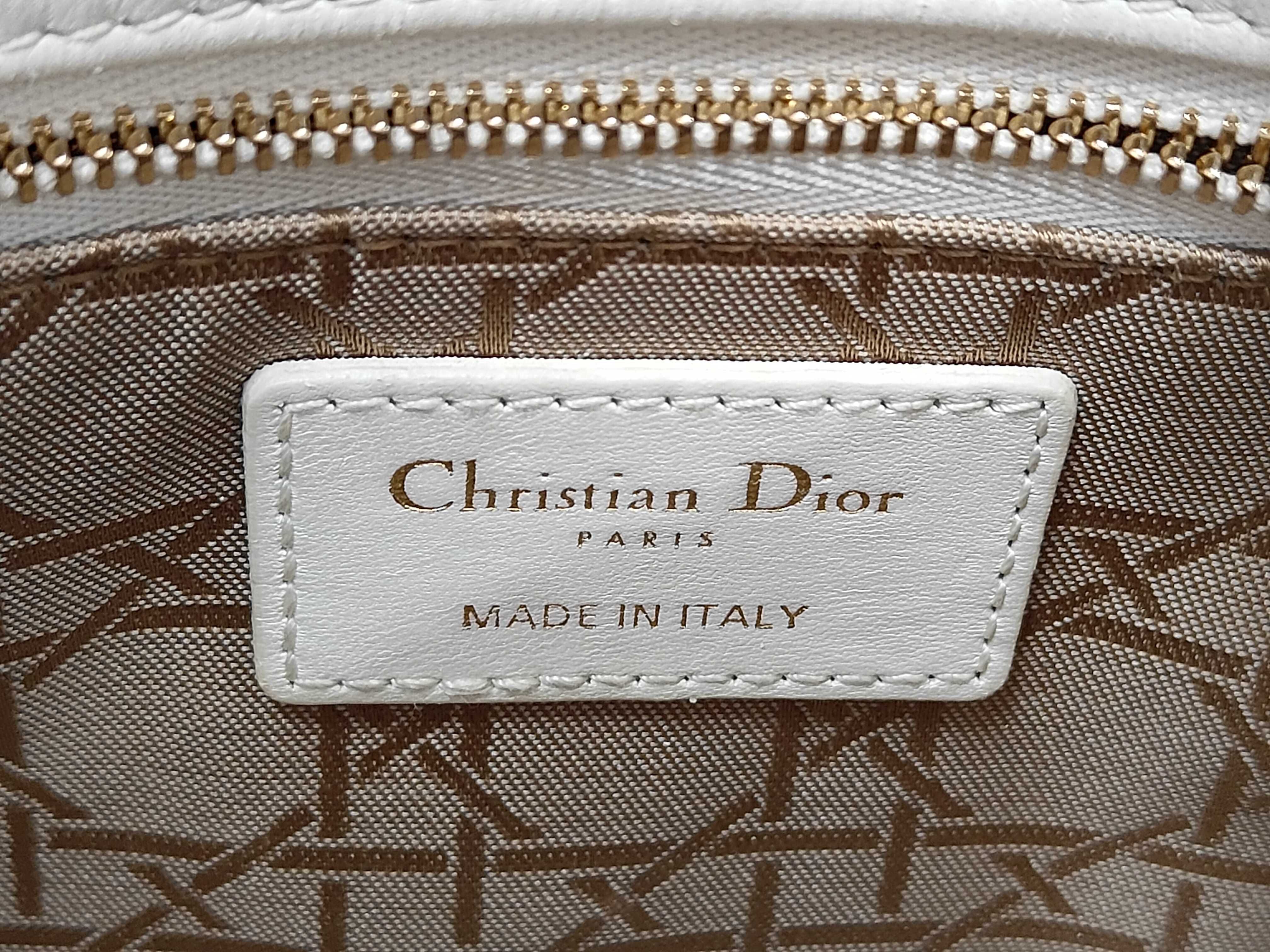 Lady Dior MYABC Lambskin Cannage White Handbag — view 9