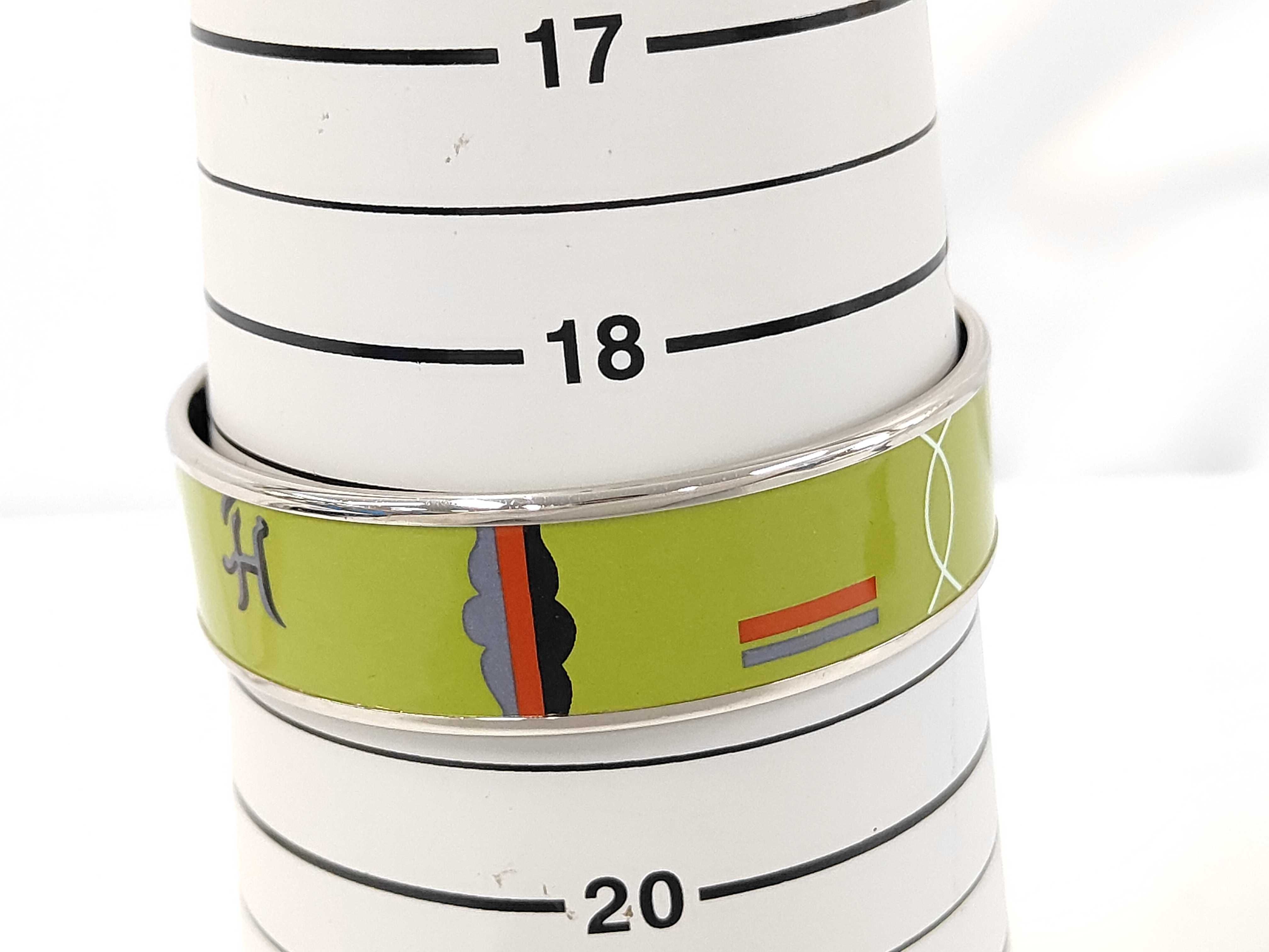 Silver Green Multicolor Metal Enamel Bangle Bracelet — view 7