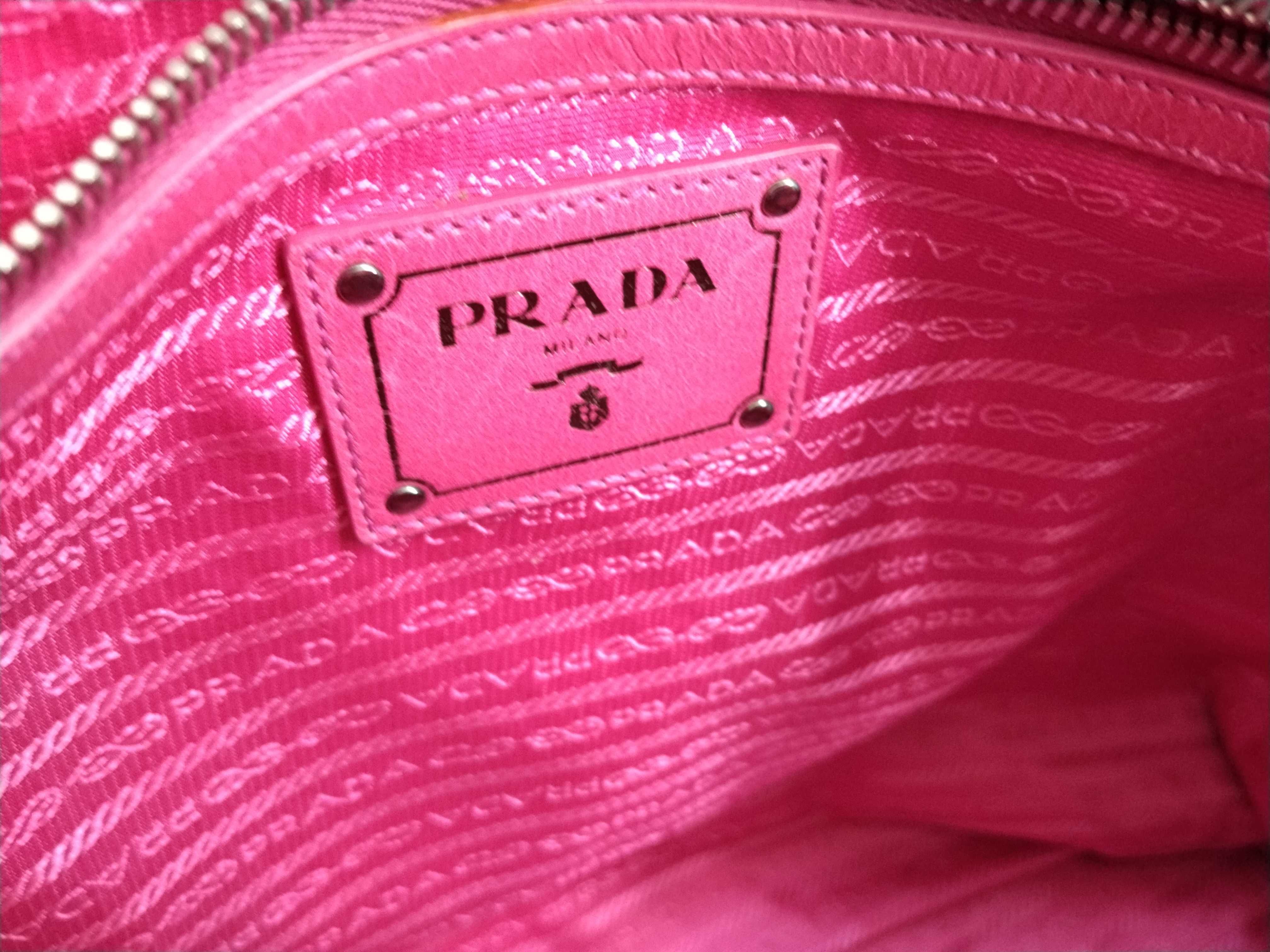 Triangle Logo Plate Leather Handbag, 2-Way, with White Tag and Strap. — view 12
