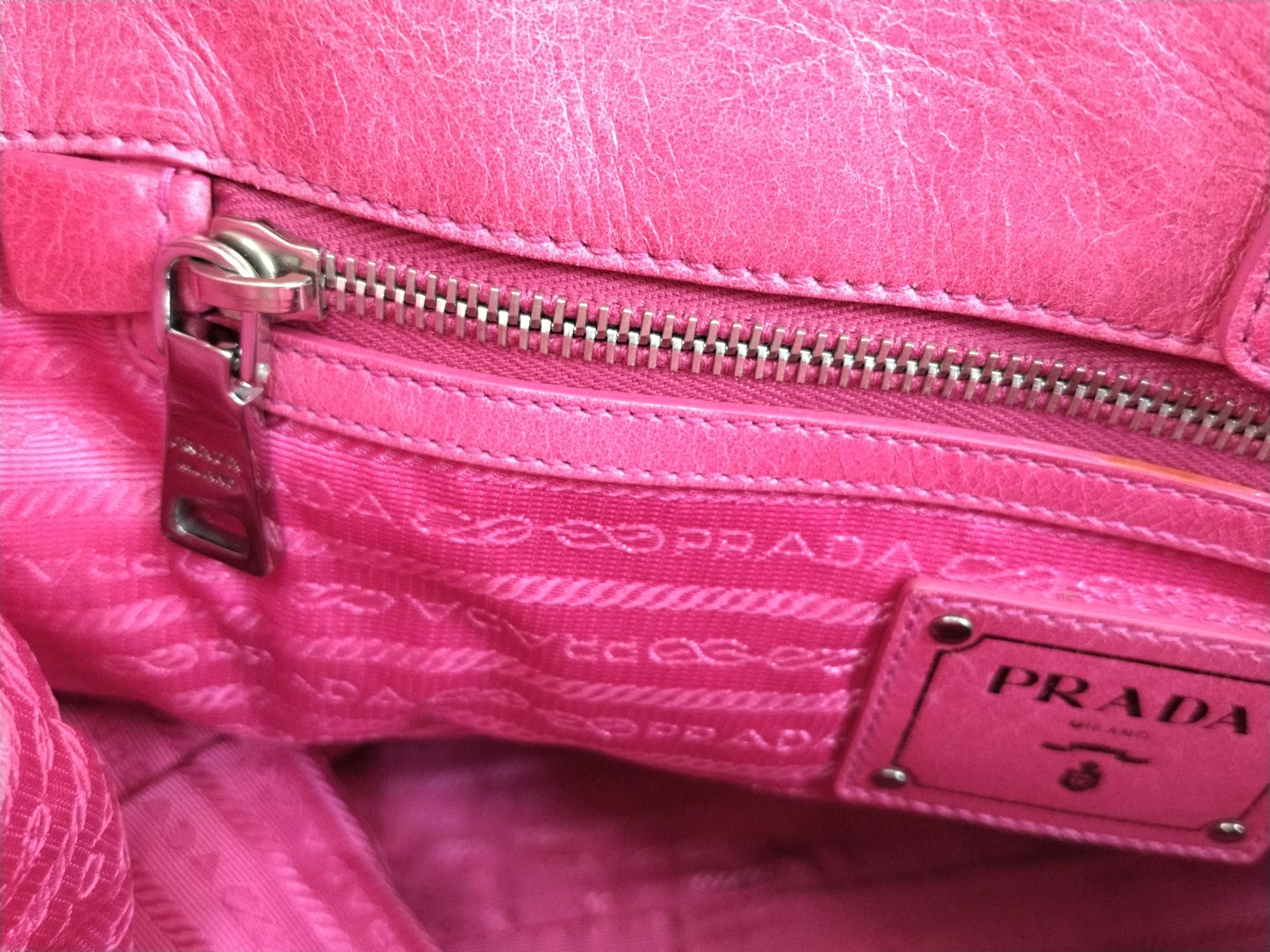 Triangle Logo Plate Leather Handbag, 2-Way, with White Tag and Strap. — view 14
