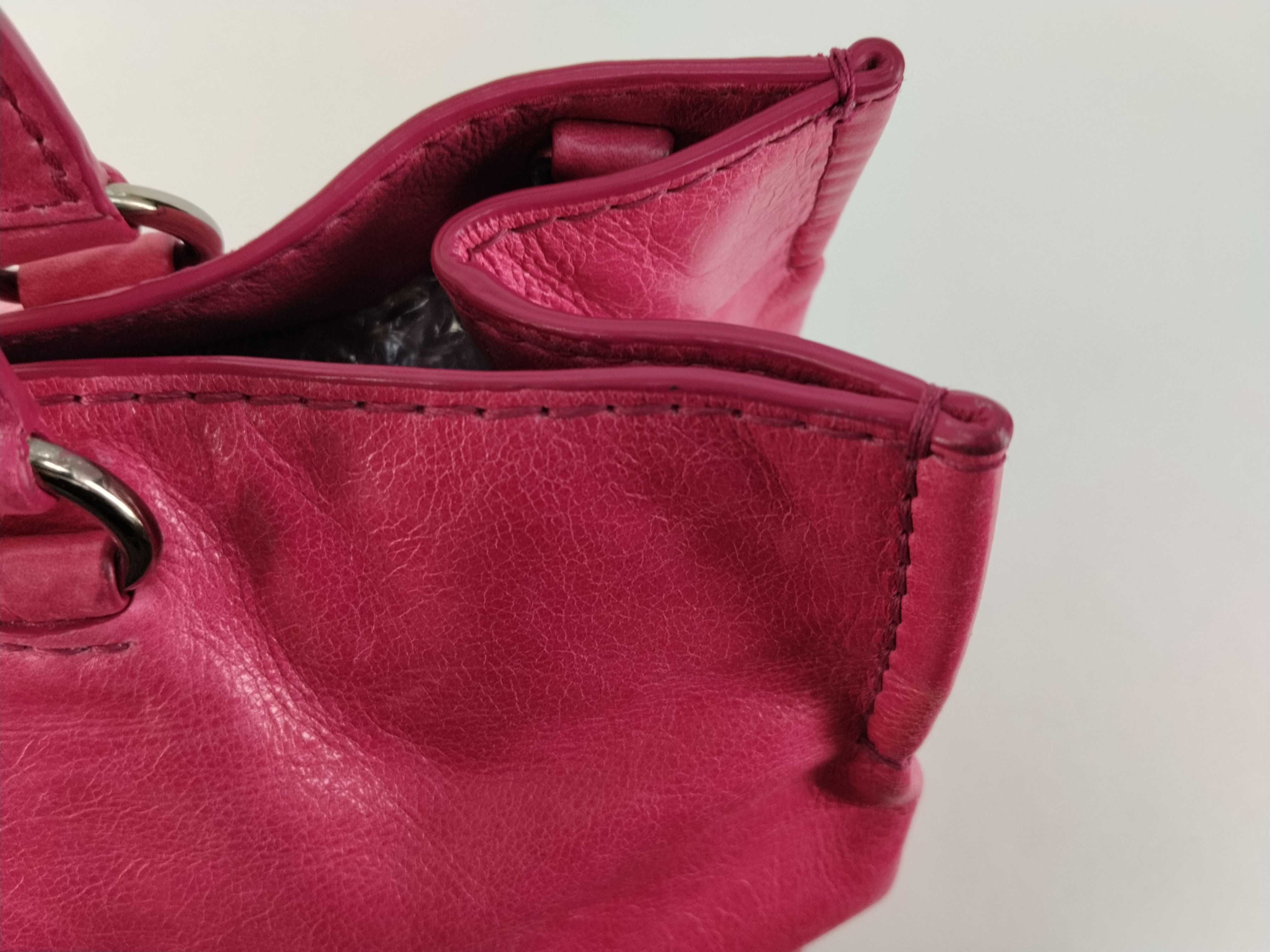 Triangle Logo Plate Leather Handbag, 2-Way, with White Tag and Strap. — view 9